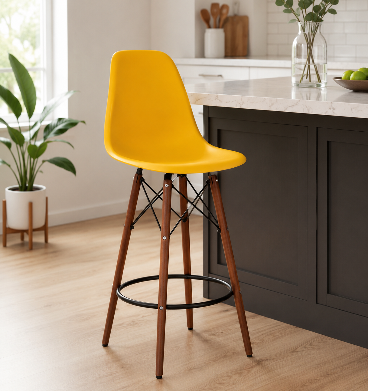 Tabouret Eiffel avec pattes en bois de noyer (26")