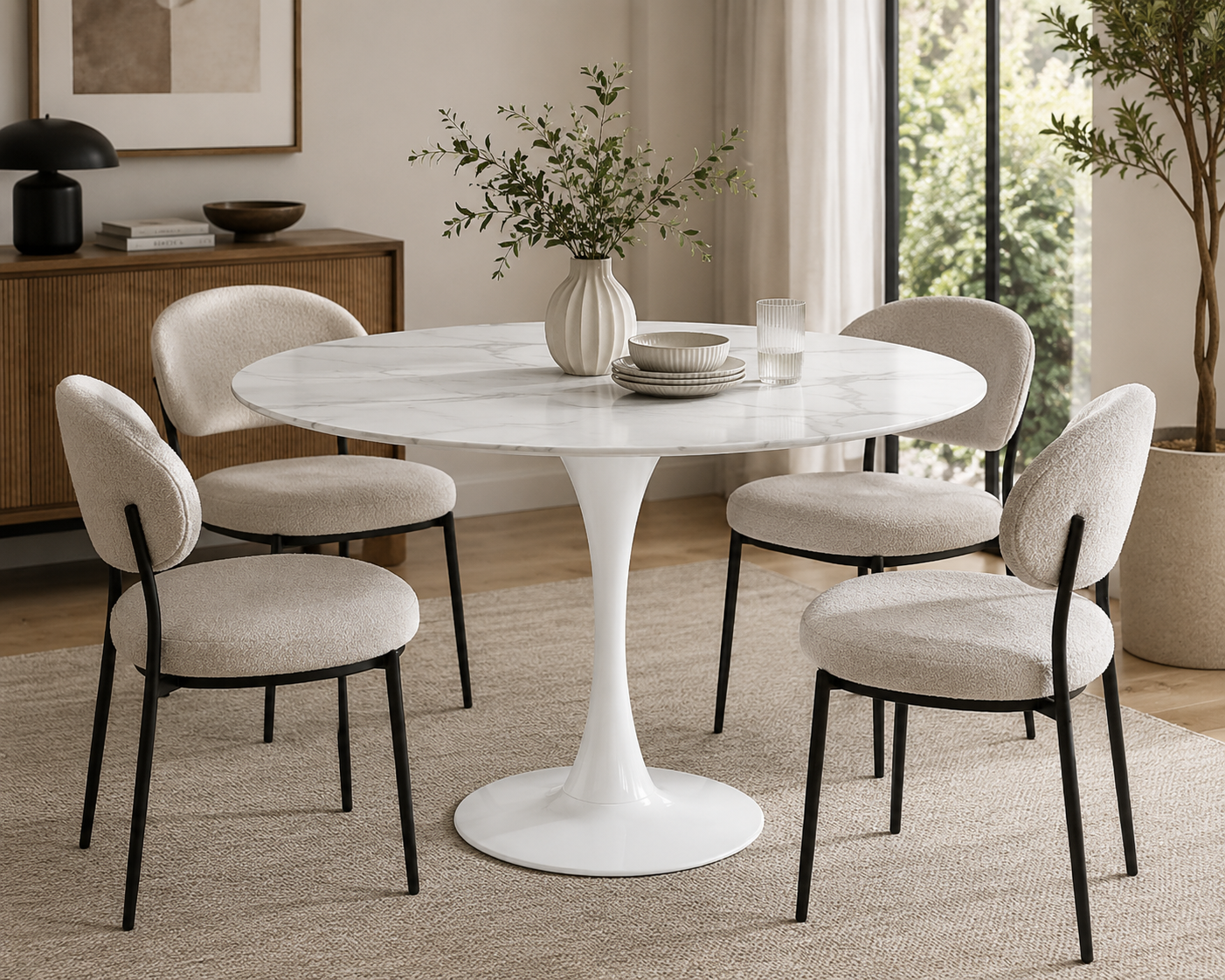 Leo Faux Marble Dining Table