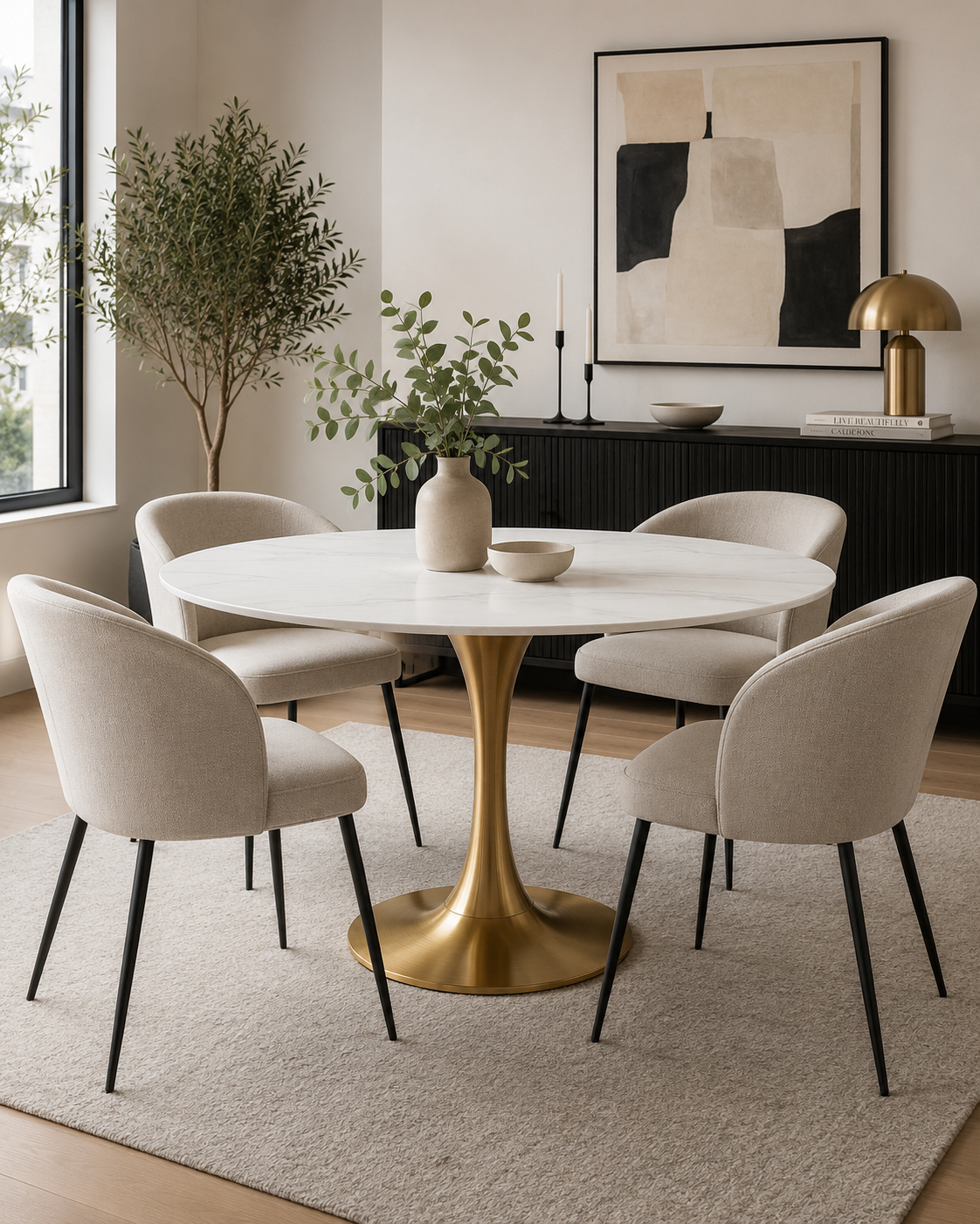 Leo Brass Faux Marble (Stone) Table
