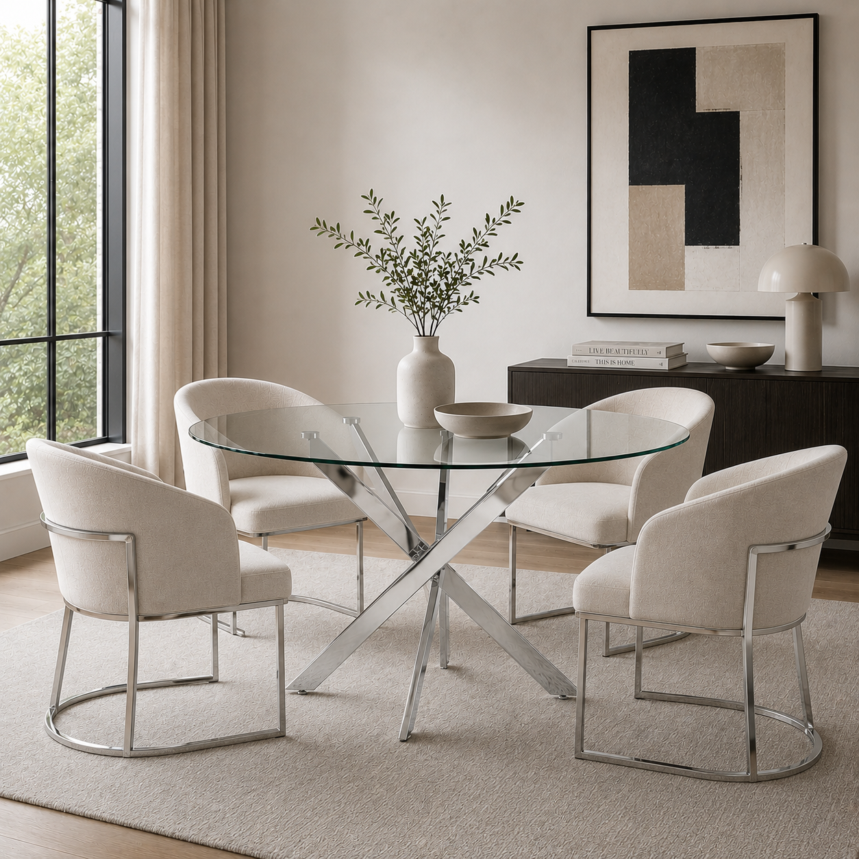 Xander Round Dining Table (Chrome)