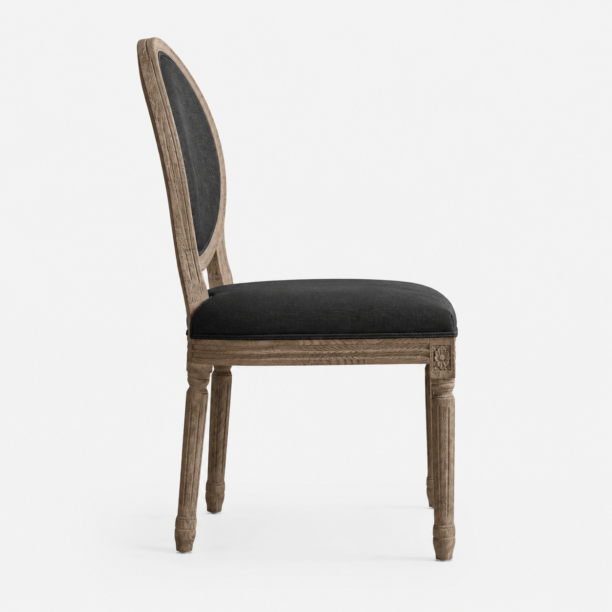 Vintage French Round Fabric Dining Side Chair