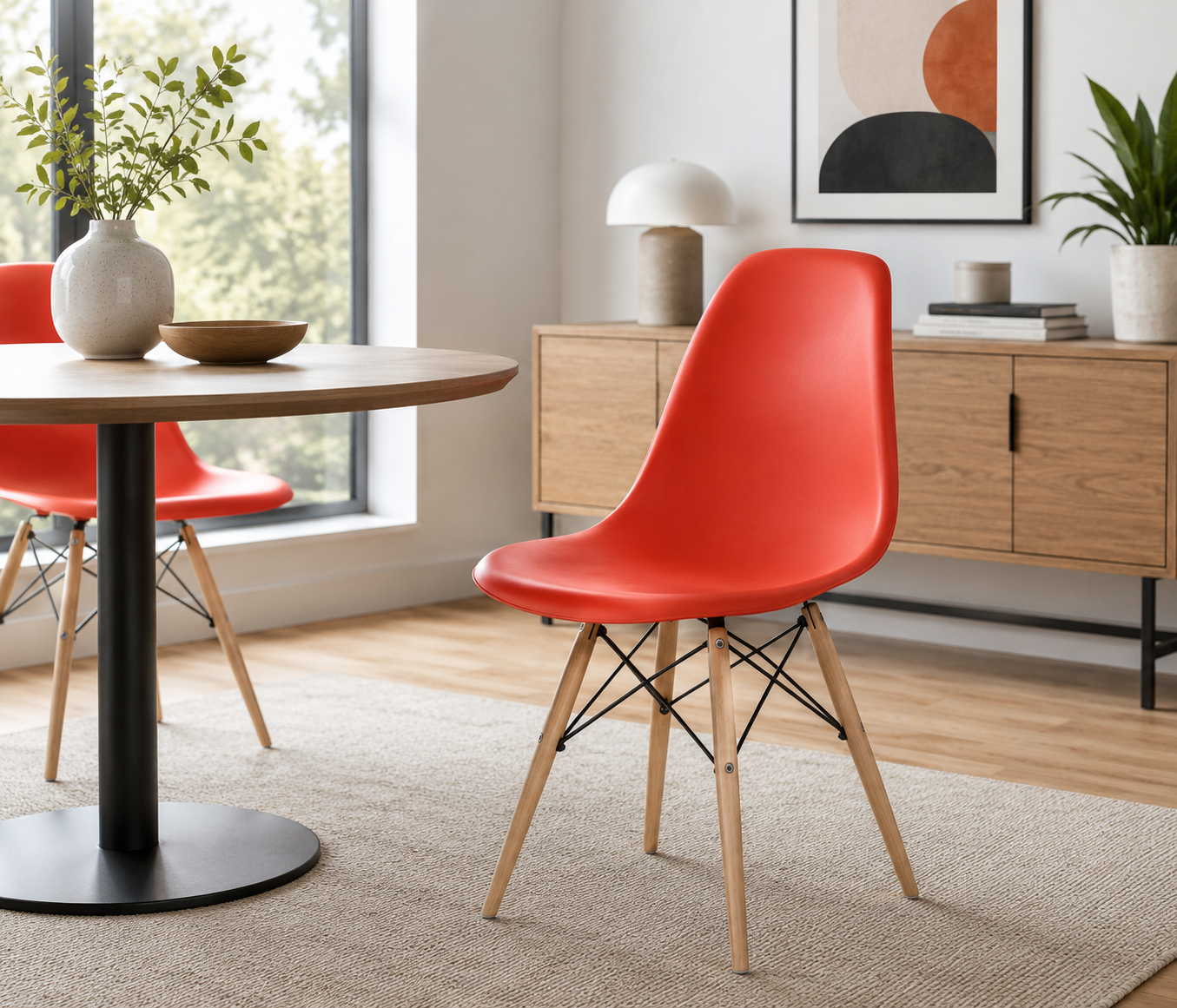 Eames Eiffel Molded Plastic Chair (Natural Base)