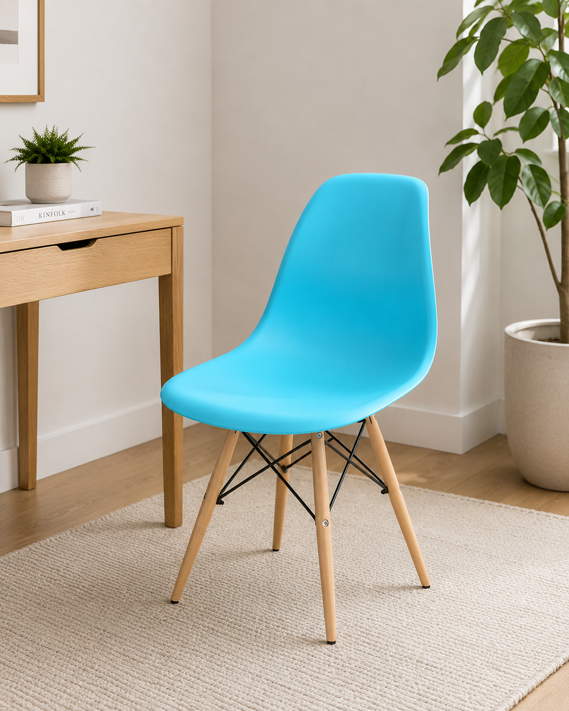 Eames Eiffel Molded Plastic Chair (Natural Base)