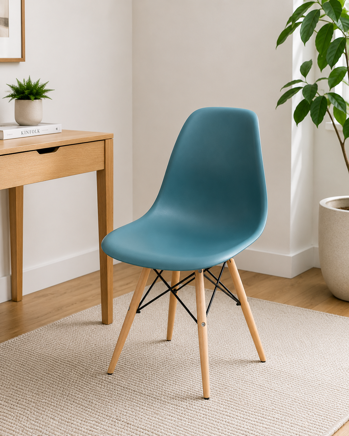 Eames Eiffel Molded Plastic Chair (Natural Base)