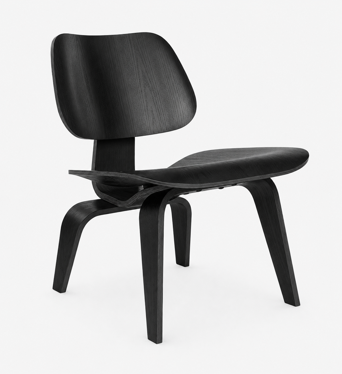 Chaise longue en contreplaqué moulé Eames avec base en bois