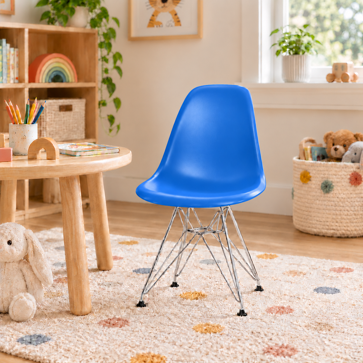 Eames Eiffel Molded Plastic Kids Chair - Chrome legs