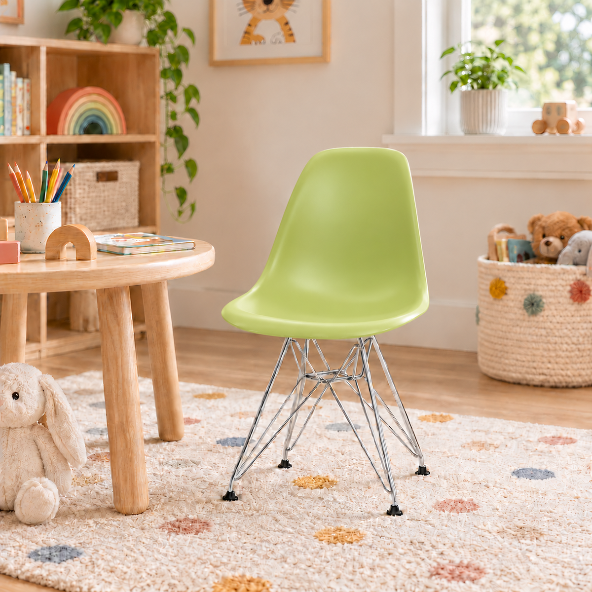 Eames Eiffel Molded Plastic Kids Chair - Chrome legs