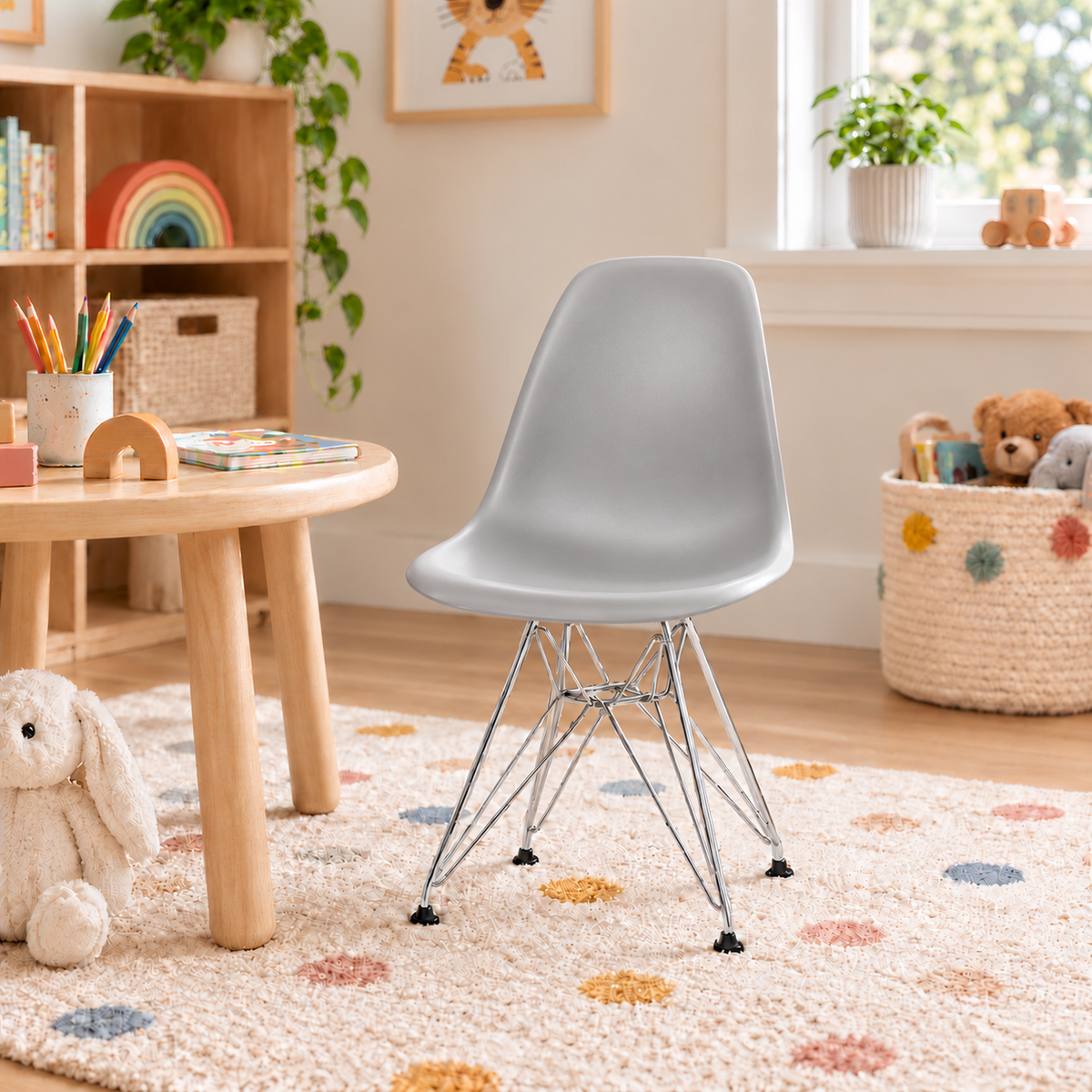 Eames Eiffel Molded Plastic Kids Chair - Chrome legs