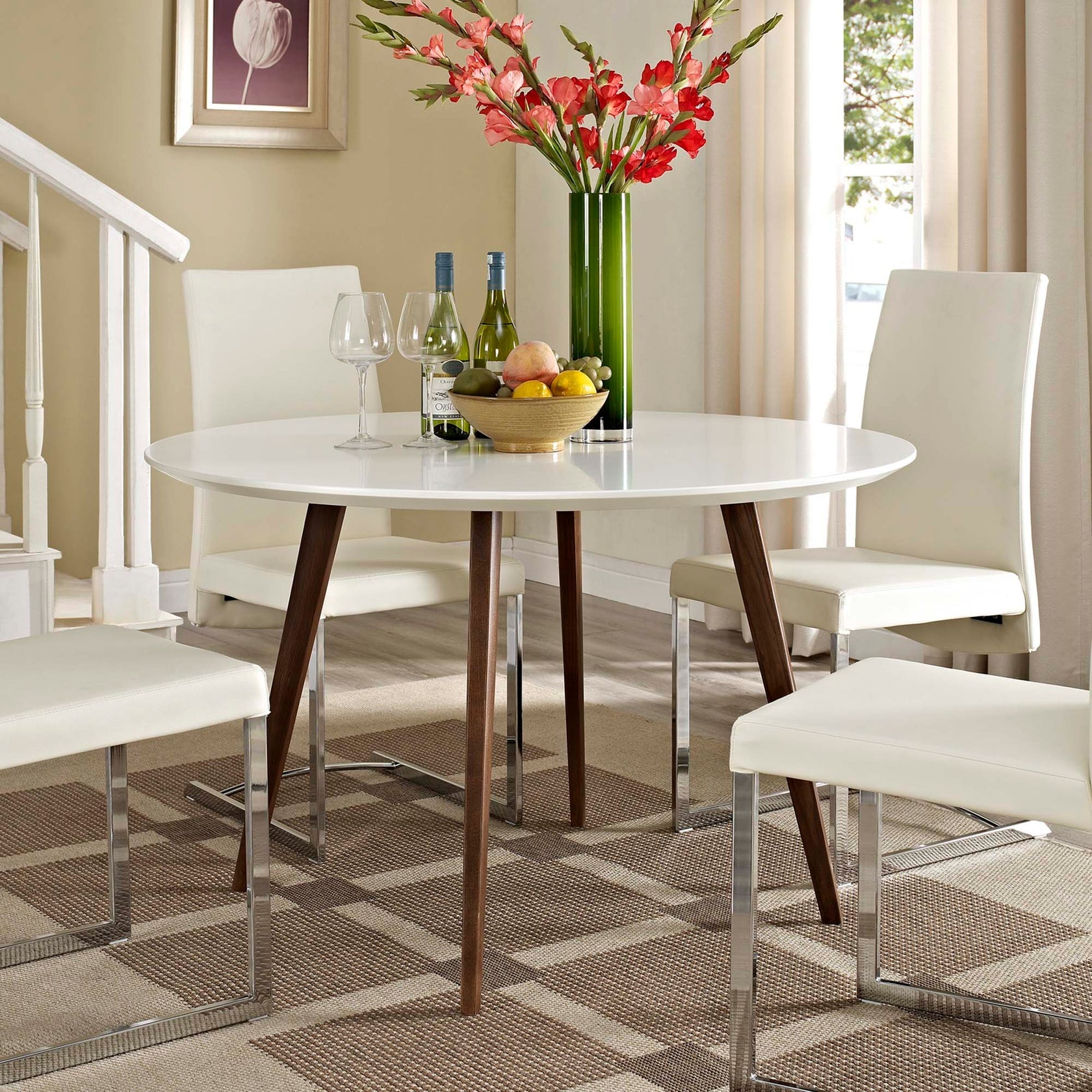 Platter Round Dining Table in White