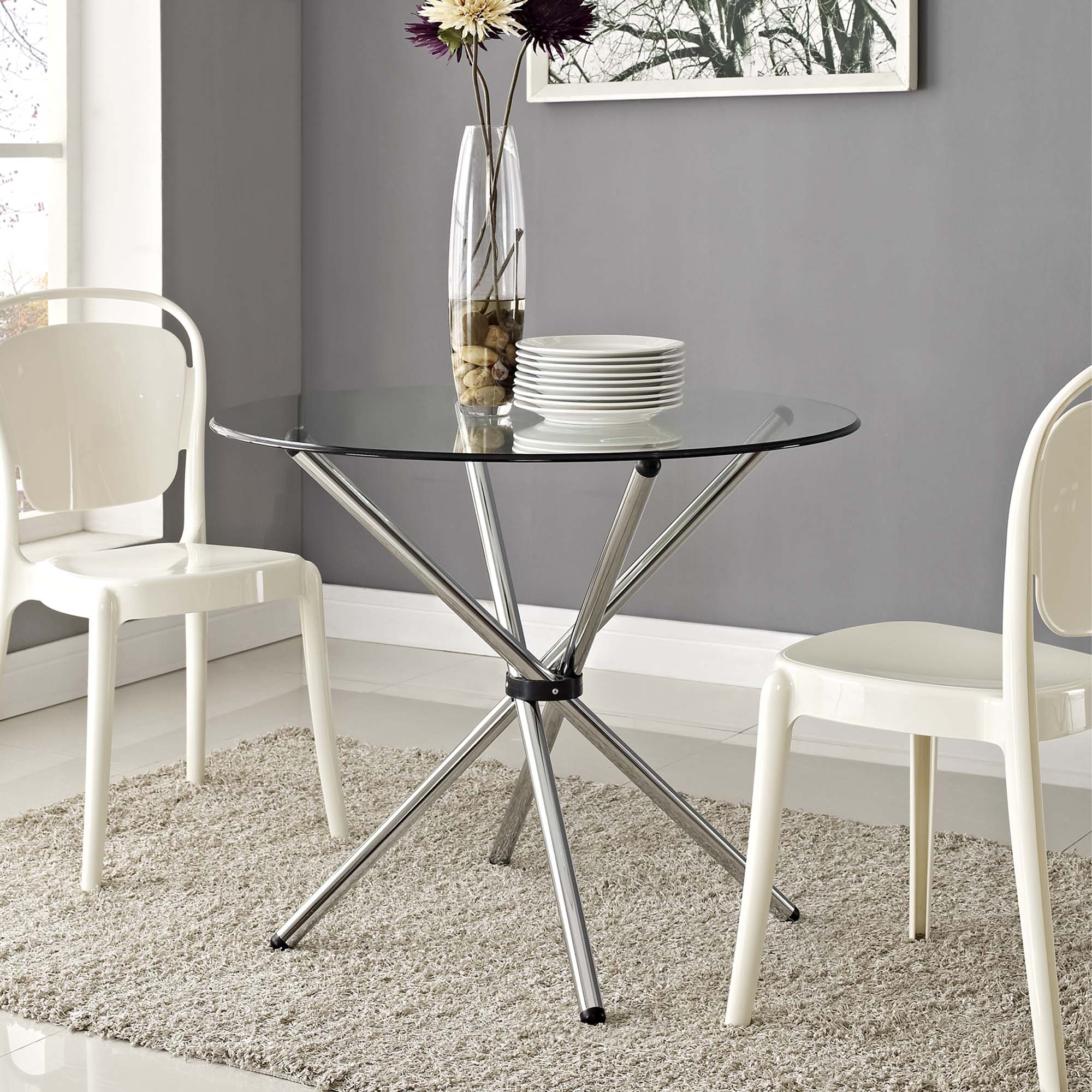 Baton Round Dining Table in Clear