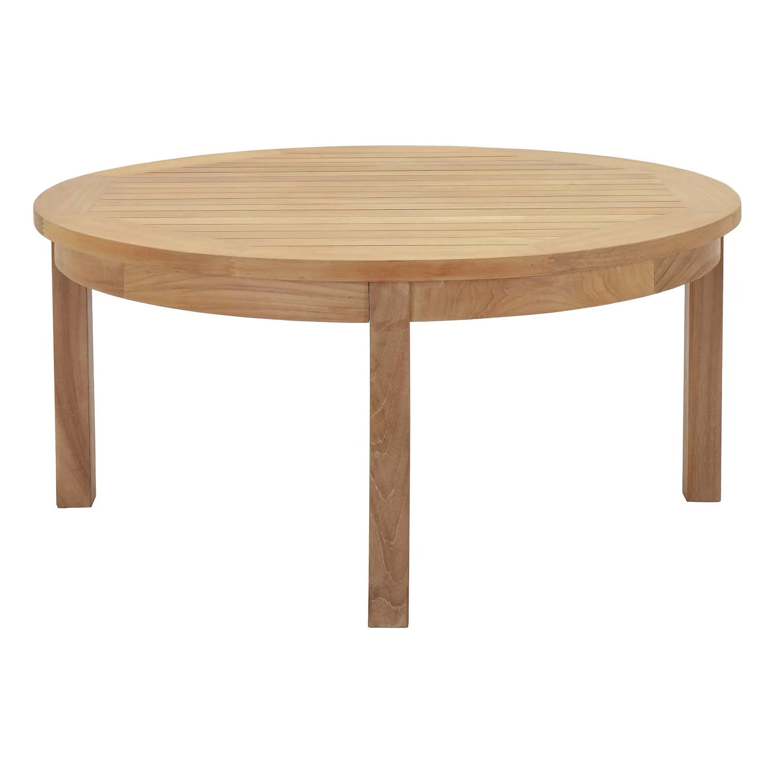Marina Outdoor Patio Teak Round Coffee Table in Natural