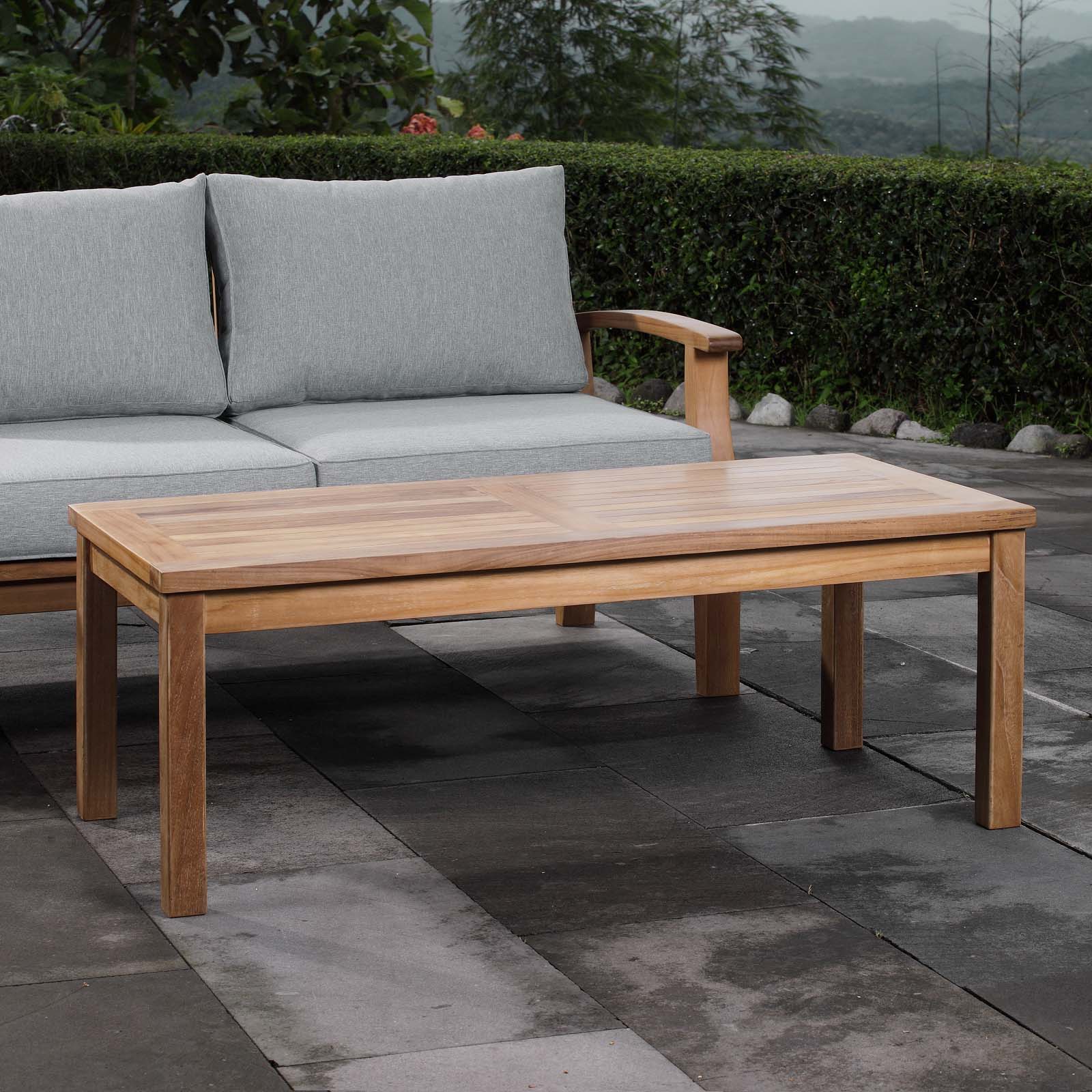 Marina Outdoor Patio Teak Rectangle Coffee Table in Natural