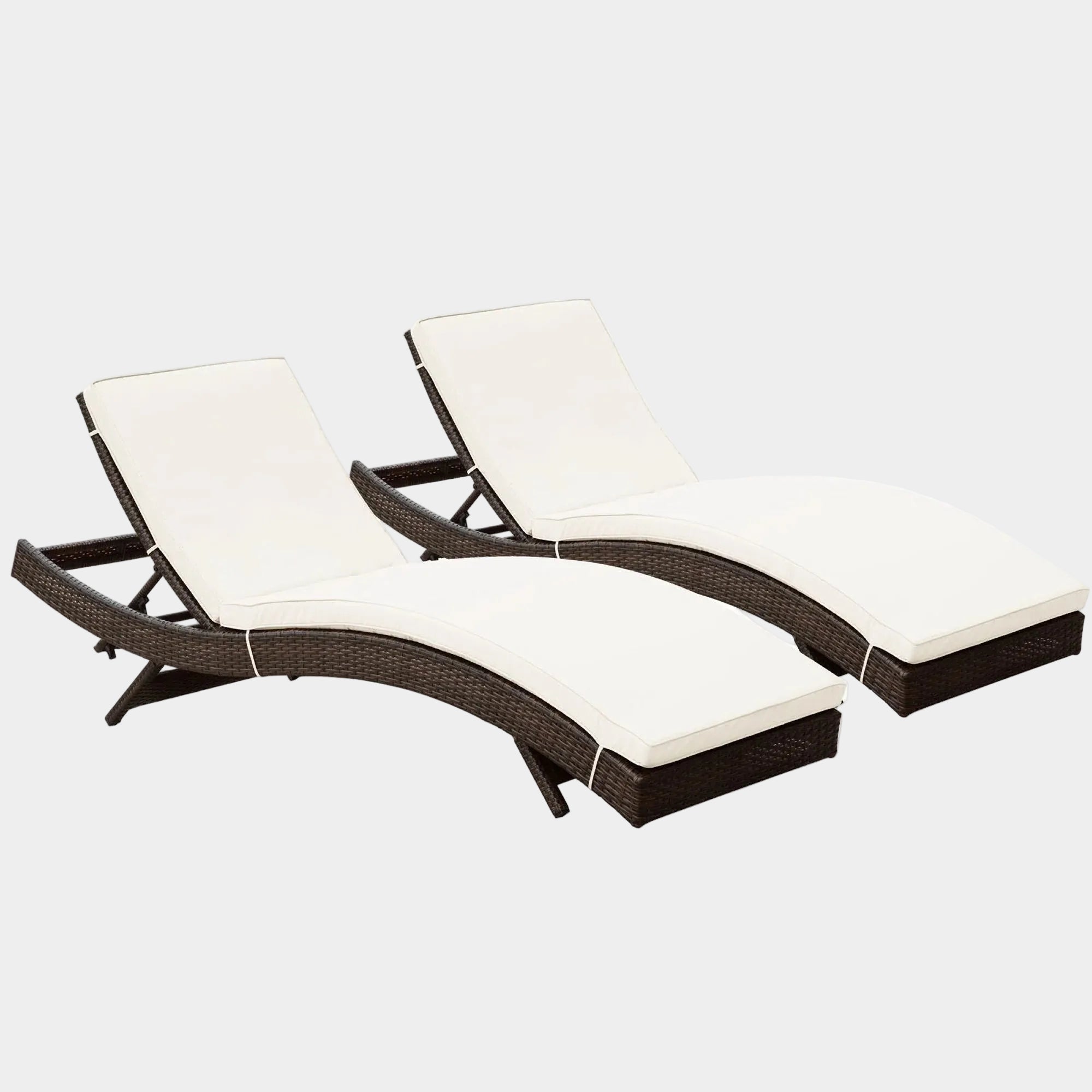 Peer Outdoor Patio Chaise Set of 2 in Brown White