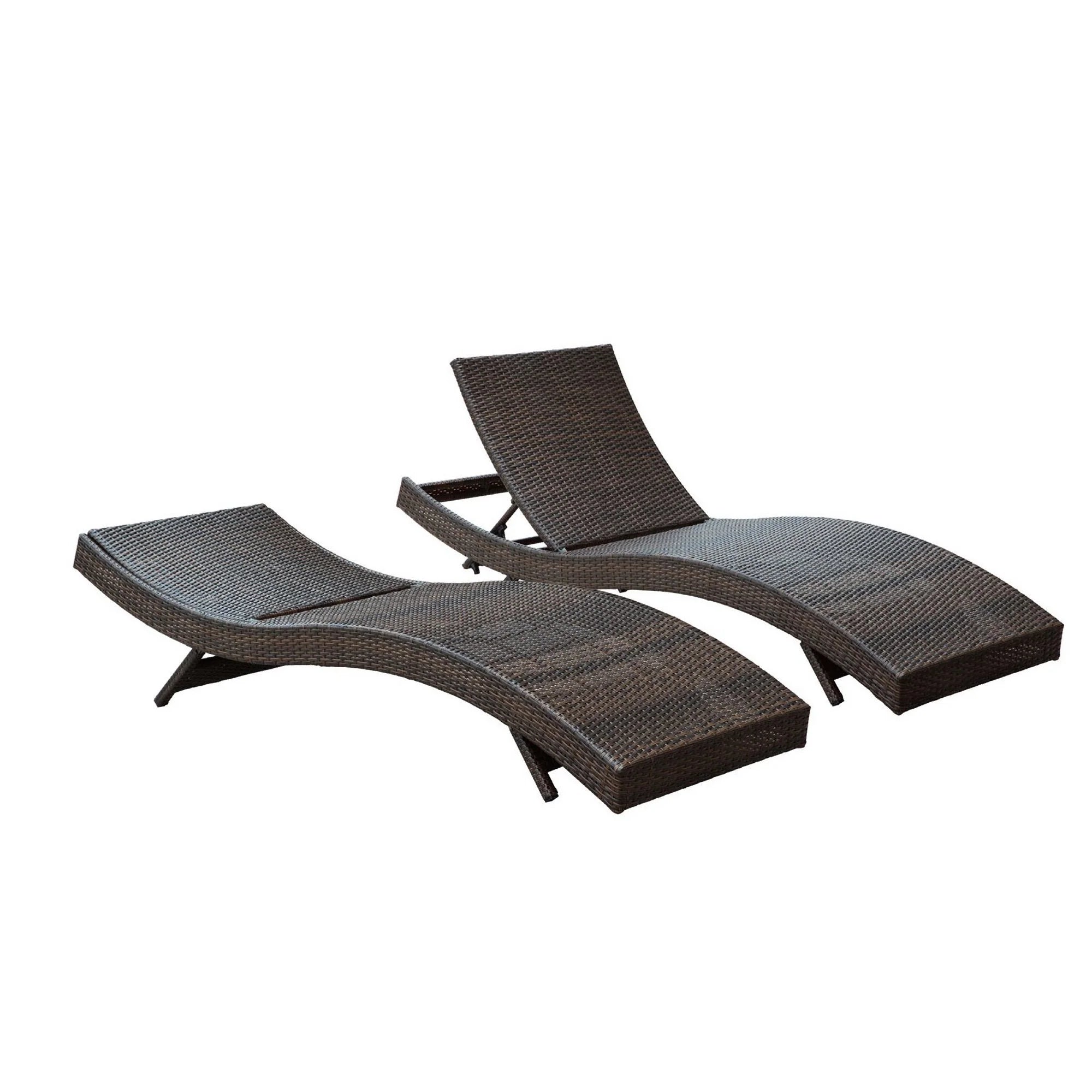 Peer Outdoor Patio Chaise Set of 2 in Brown White