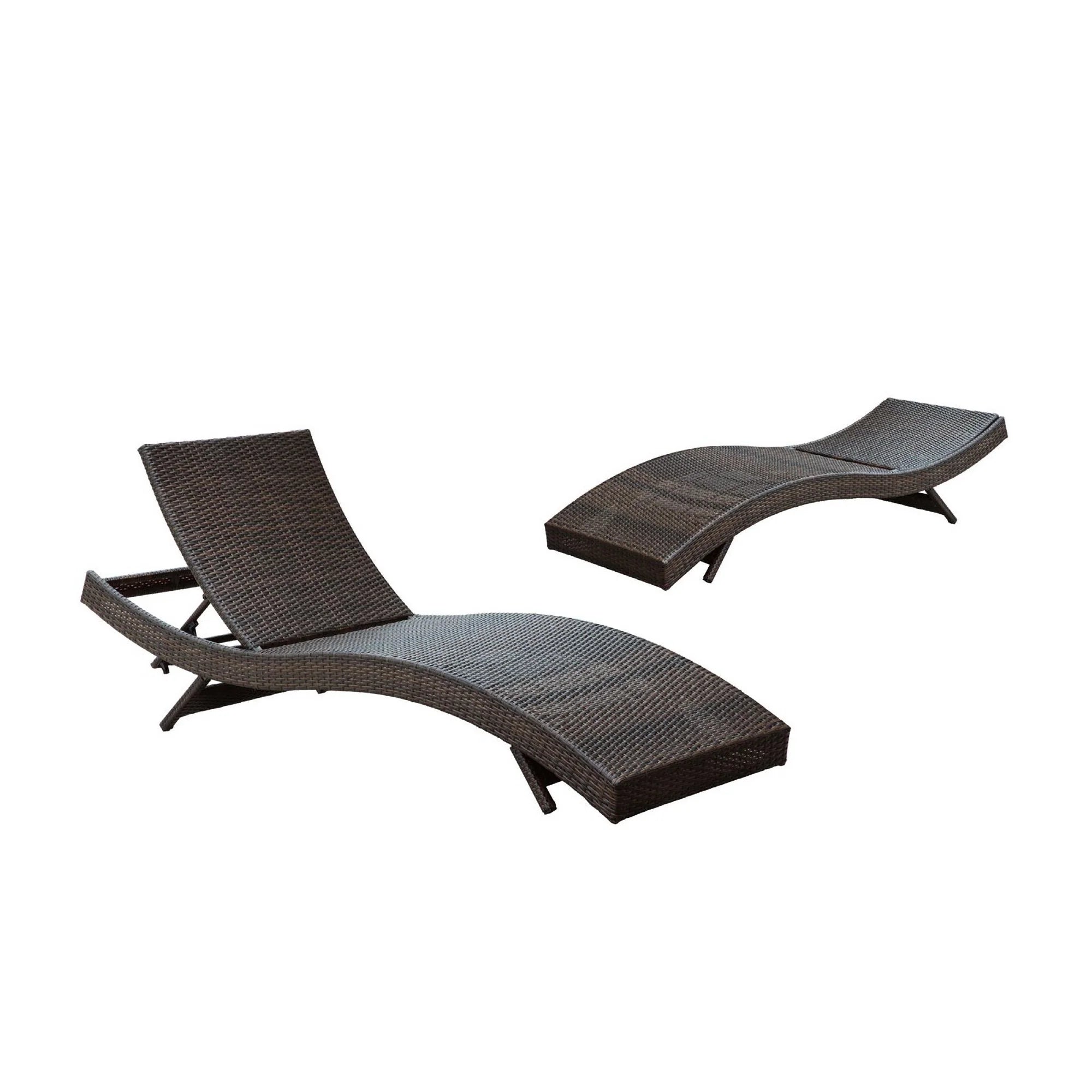 Peer Outdoor Patio Chaise Set of 2 in Brown White