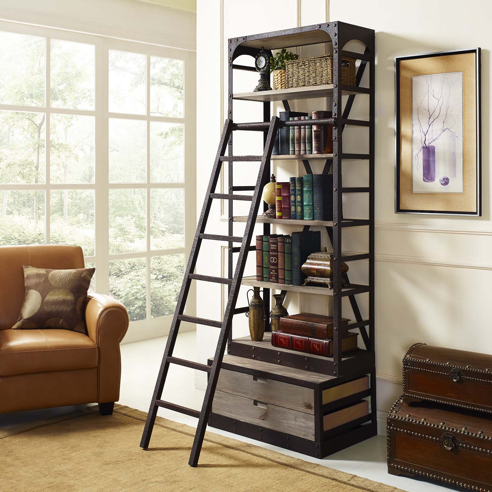 Velocity Wood Bookshelf in Brown