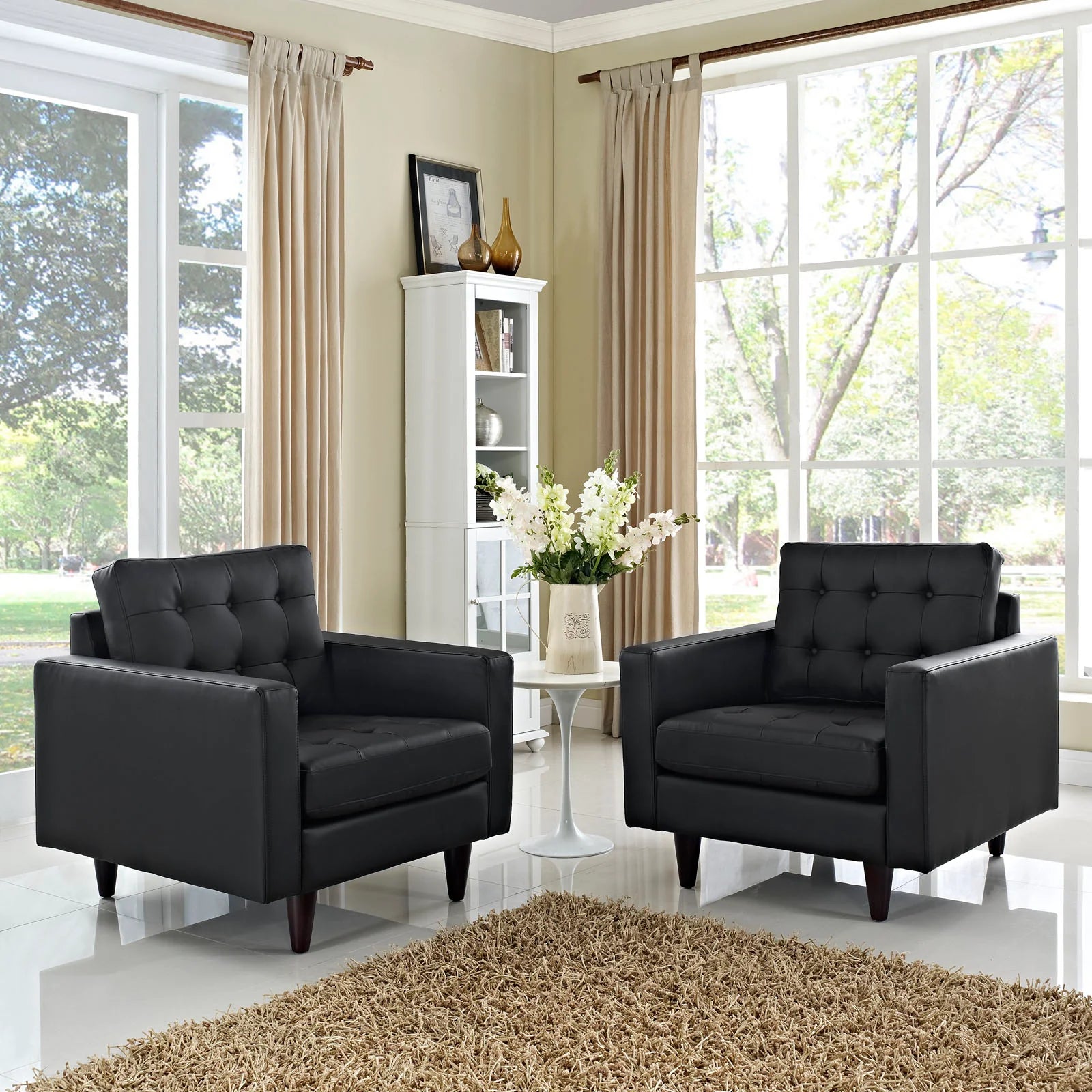 Ensemble de 2 fauteuils en cuir Empress