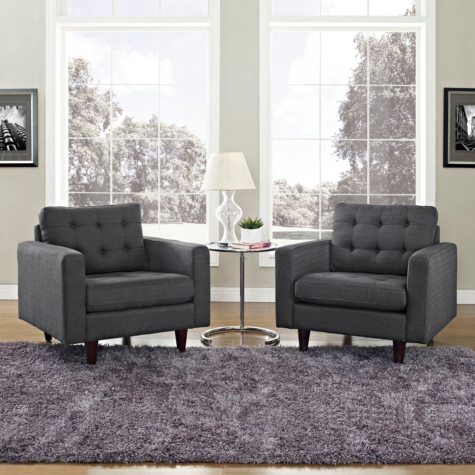 Empress Upholstered Fabric Armchair Set of 2