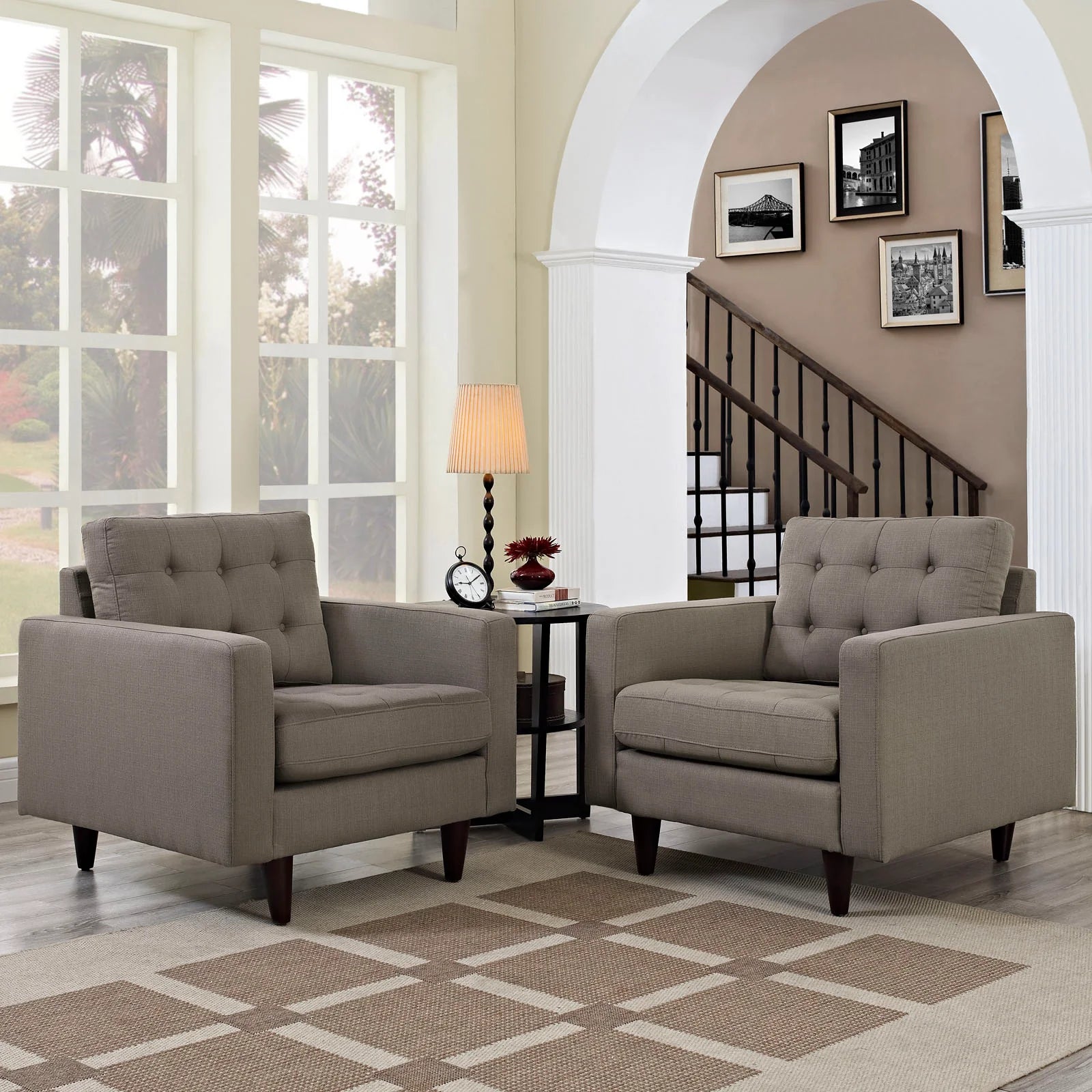 Empress Upholstered Fabric Armchair Set of 2