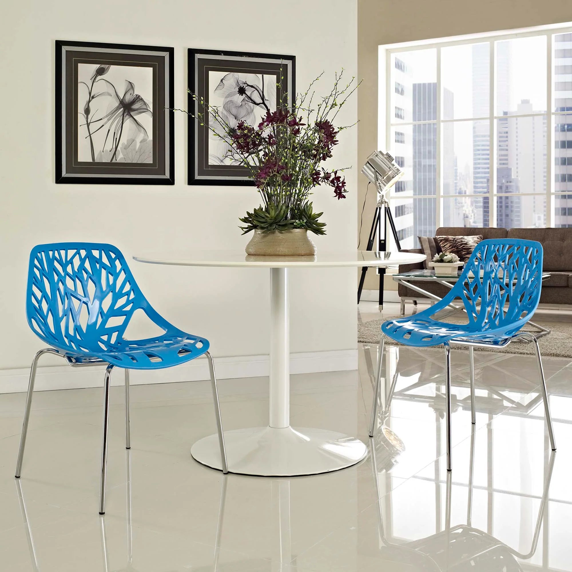 Stencil Dining Side Chair Plastic Set of 2