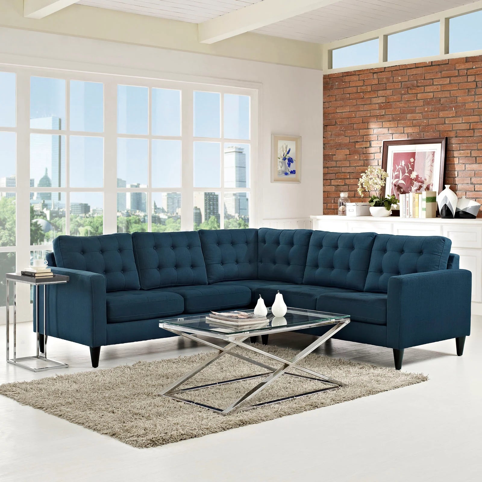 Empress 3 Piece Upholstered Fabric Sectional Sofa Set