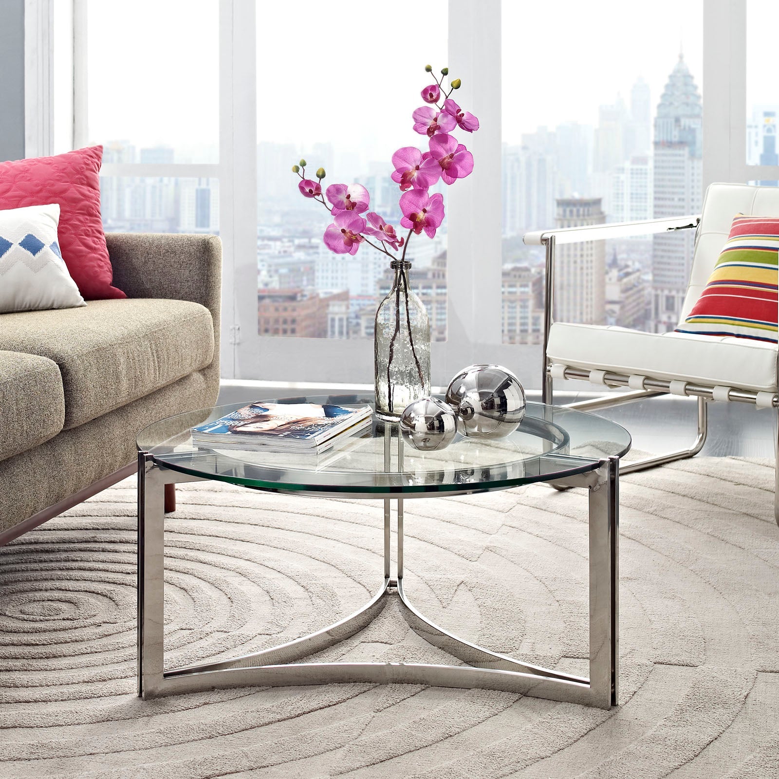 Signet Stainless Steel Coffee Table in Silver