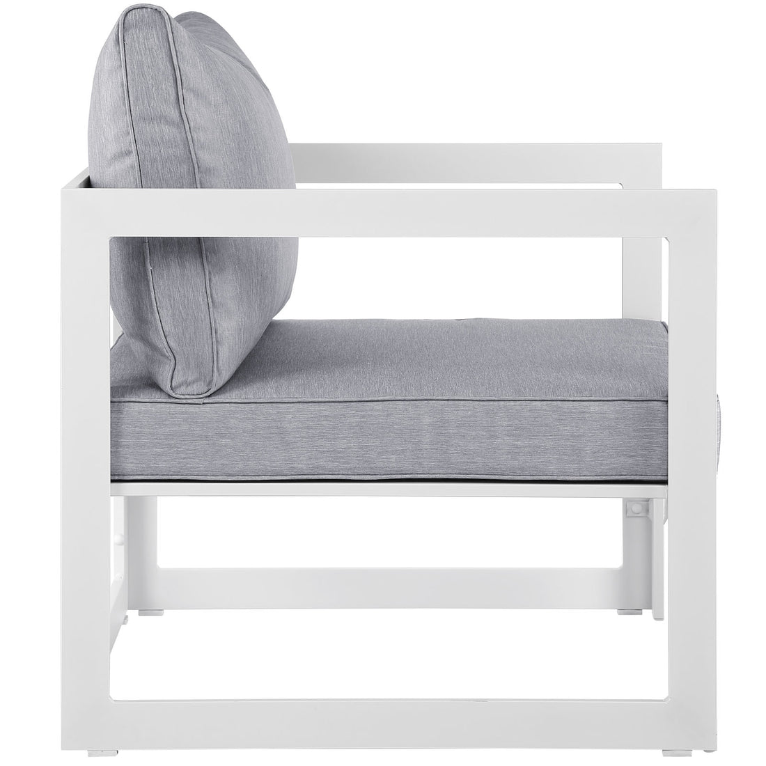 Fauteuil de terrasse d'extérieur Fortuna en blanc et gris