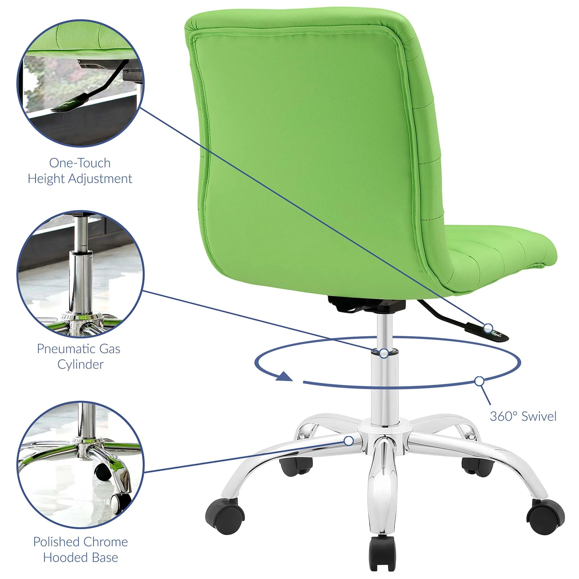 Ripple Armless Mid Back Vinyl Office Chair