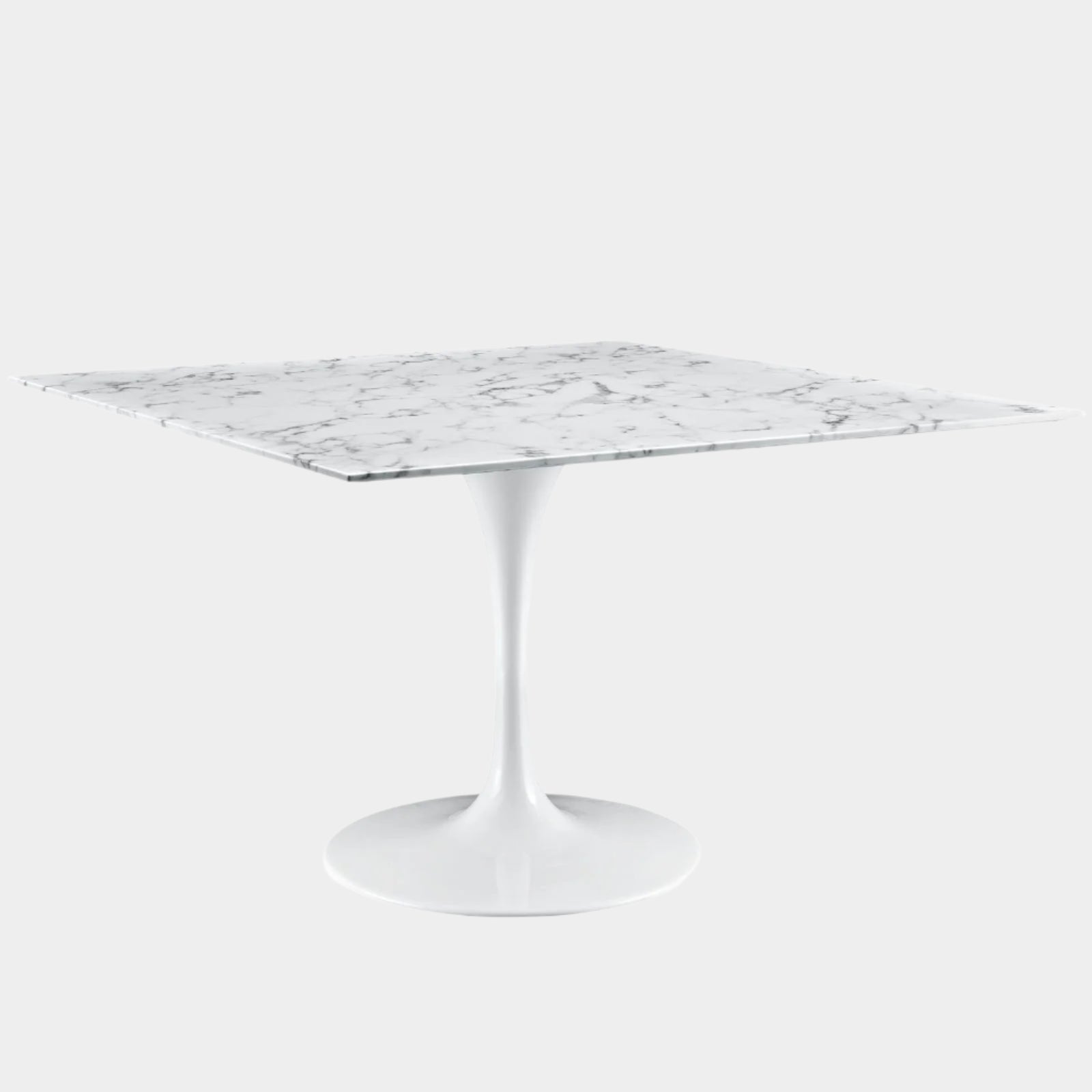 Lippa 48" Square Artificial Marble Dining Table in White