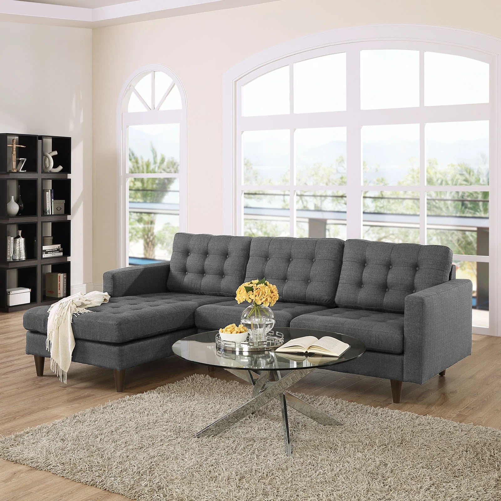 Empress Left-Facing Upholstered Fabric Sectional Sofa