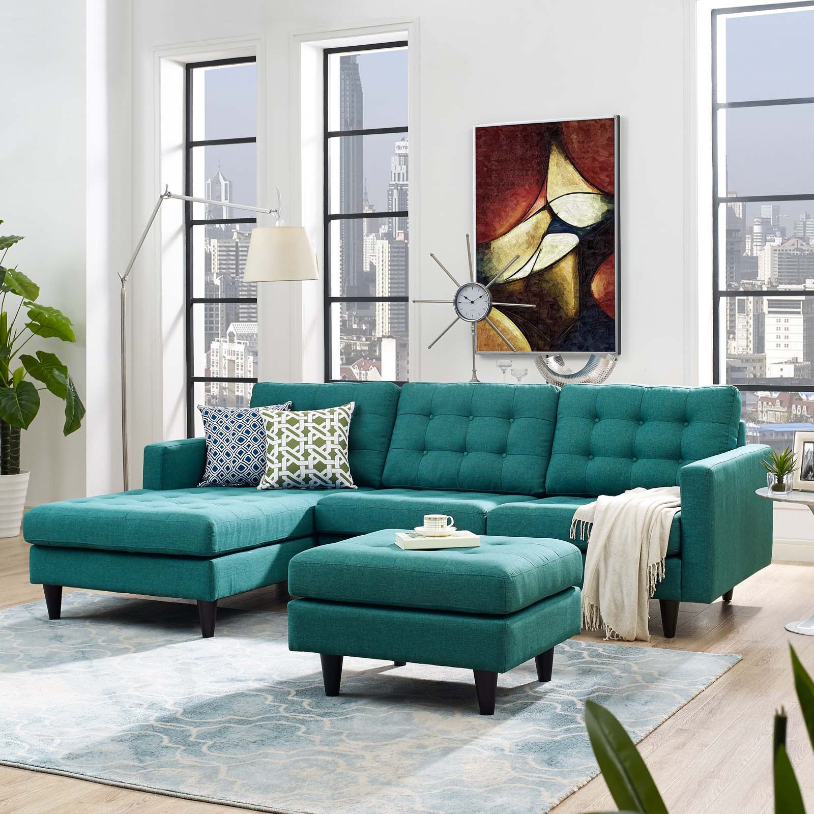 Empress Left-Facing Upholstered Fabric Sectional Sofa