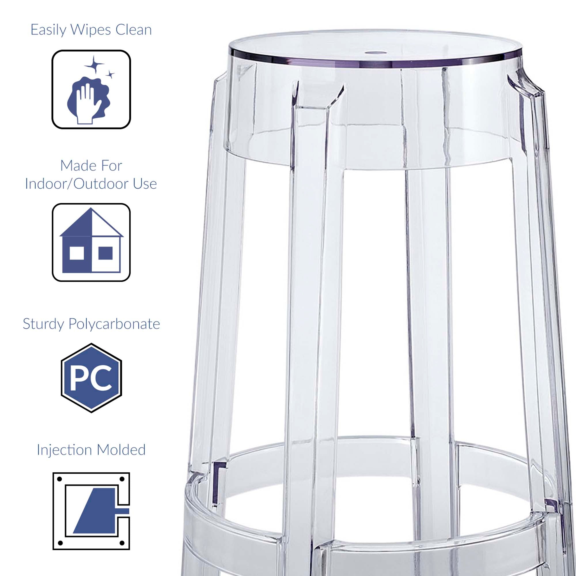 Casper Backless Counter Stool in Clear