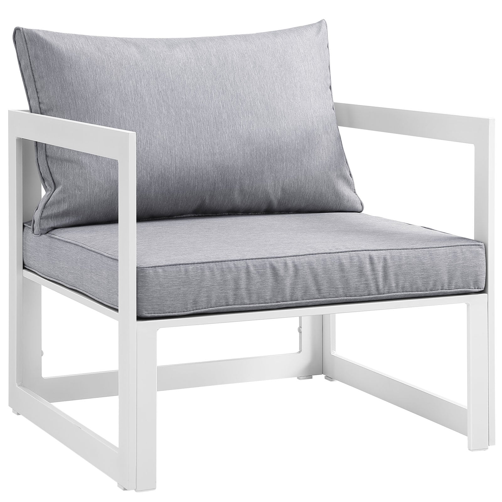 Fortuna 3 Piece Outdoor Patio Sectional Sofa Set in White Gray