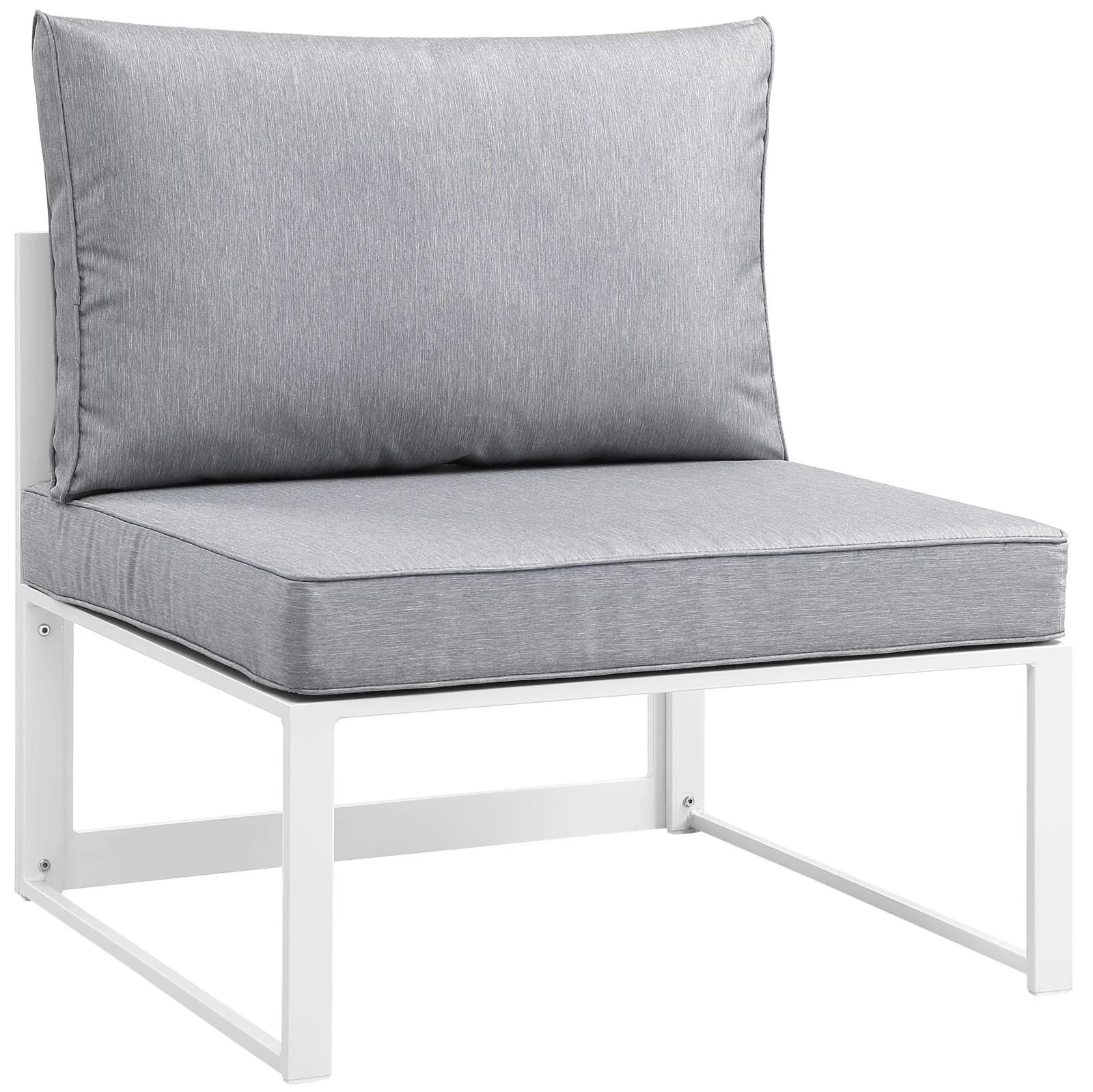 Fortuna 6 Piece Outdoor Patio Sectional Sofa Set in White Gray