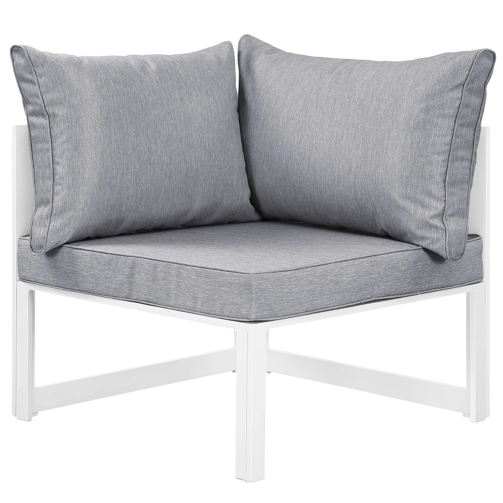 Fortuna 6 Piece Outdoor Patio Sectional Sofa Set in White Gray