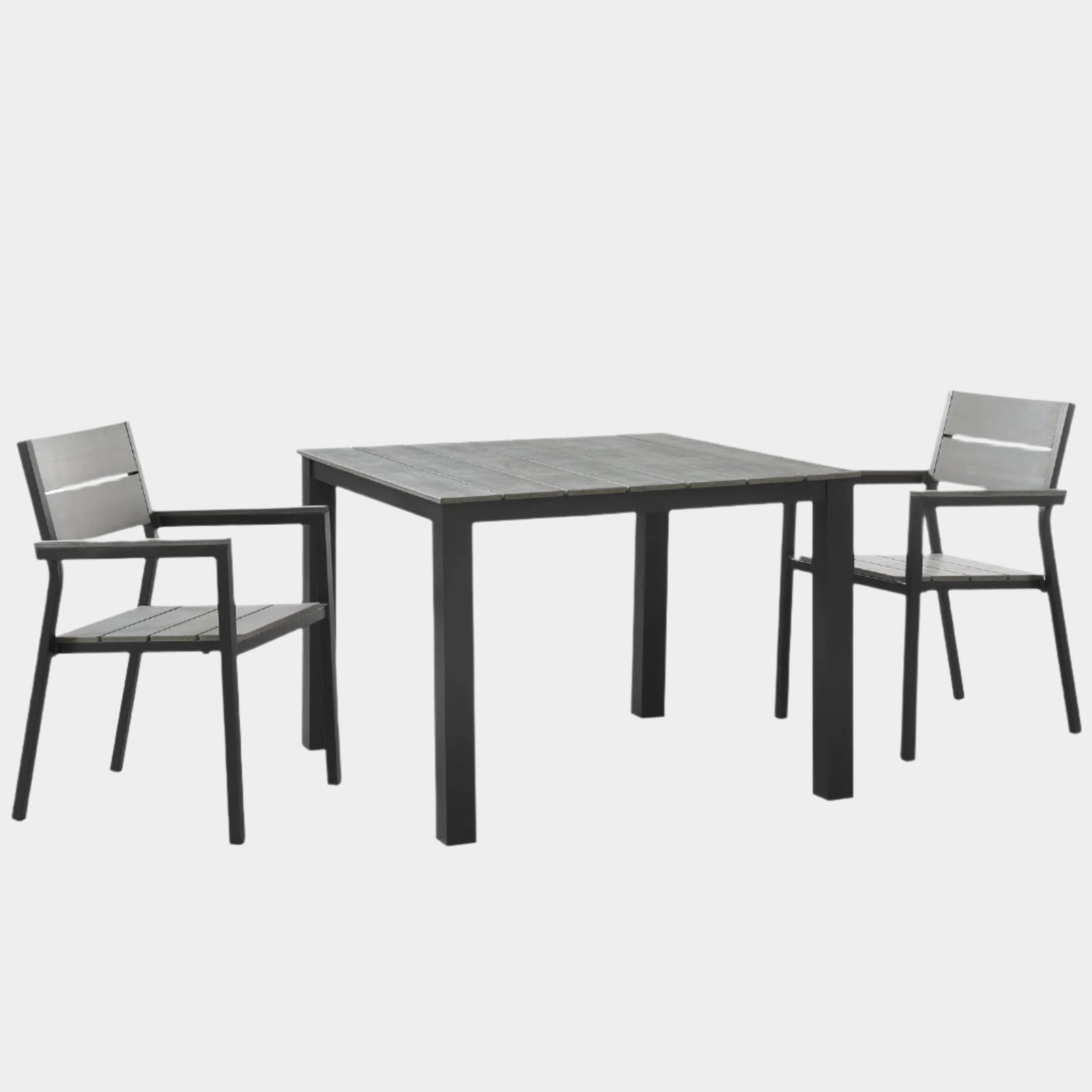 Maine 3 Piece Outdoor Patio Dining Set in Brown Gray