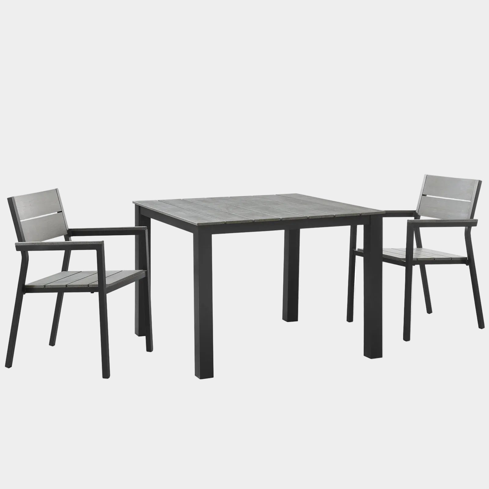 Maine 3 Piece Outdoor Patio Dining Set in Brown Gray