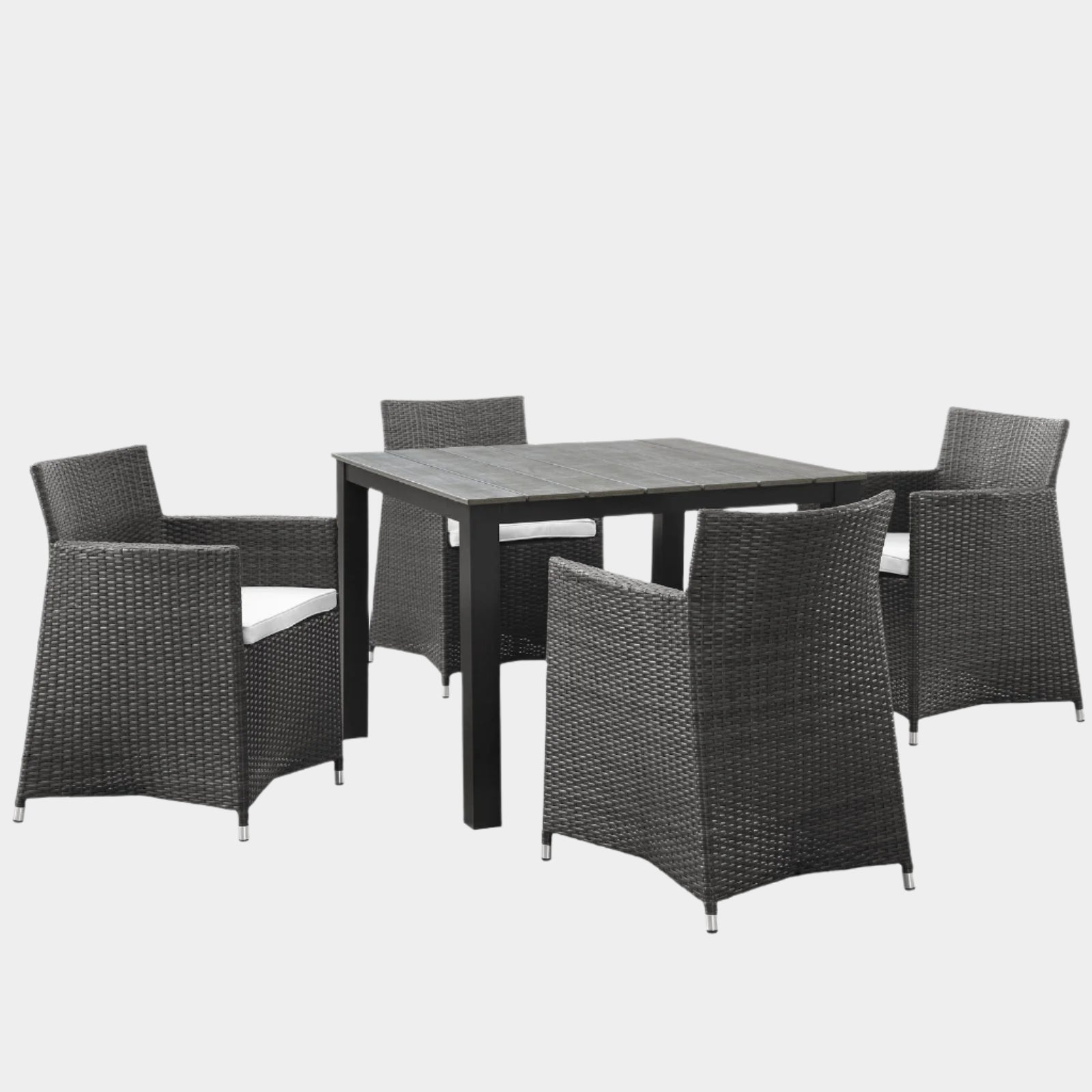 Junction 5 Piece Outdoor Patio Dining Set in Brown White