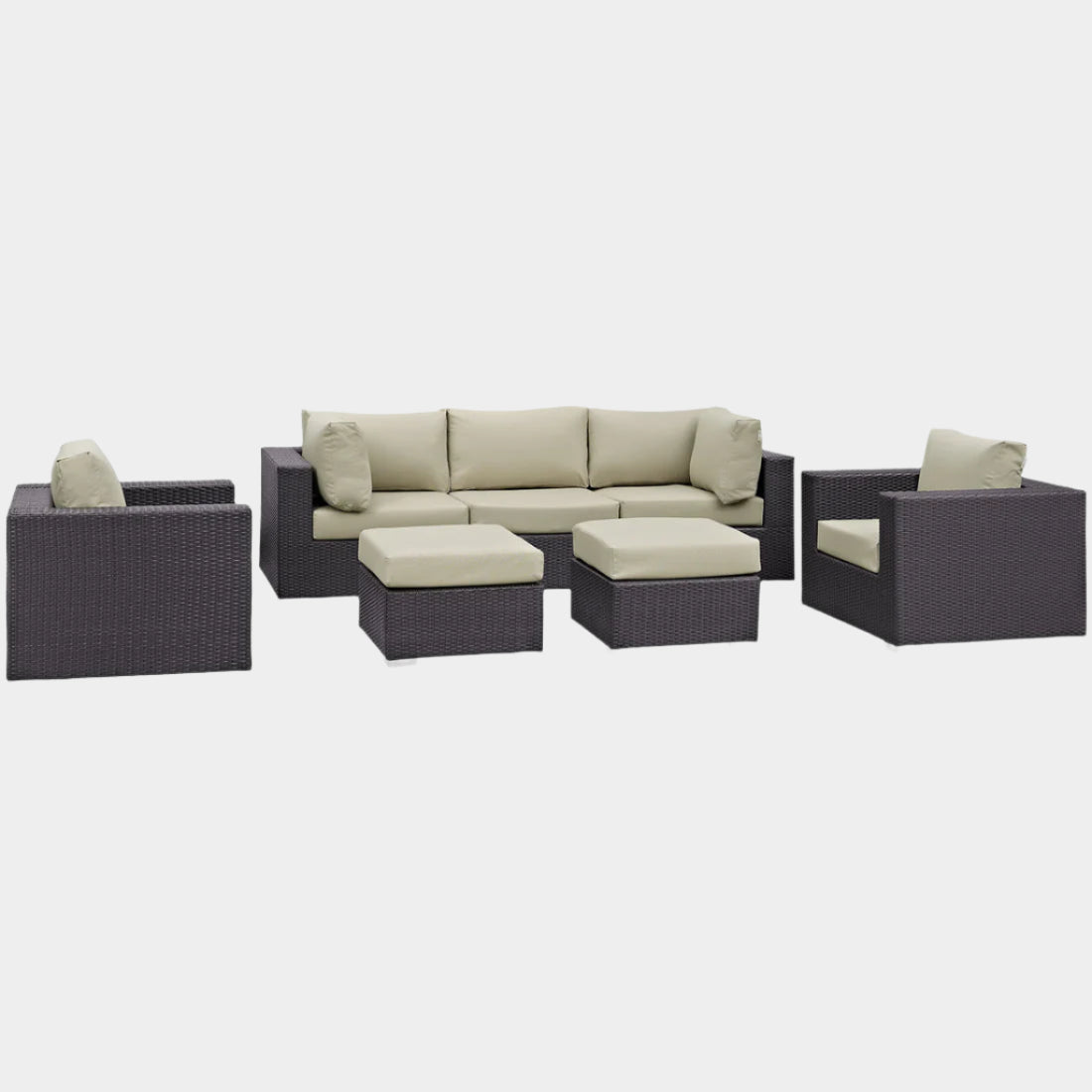 Gather 7 Piece Outdoor Patio Sectional Set in Espresso Beige