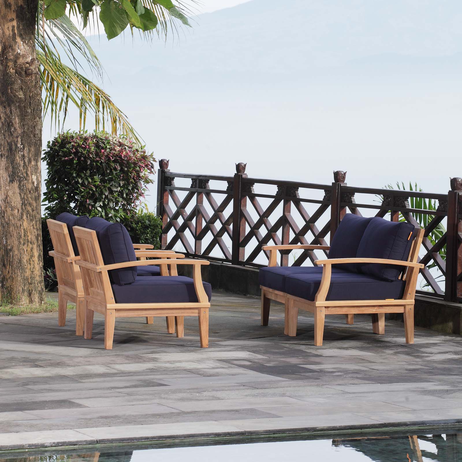 Marina 4 Piece Outdoor Patio Teak Set