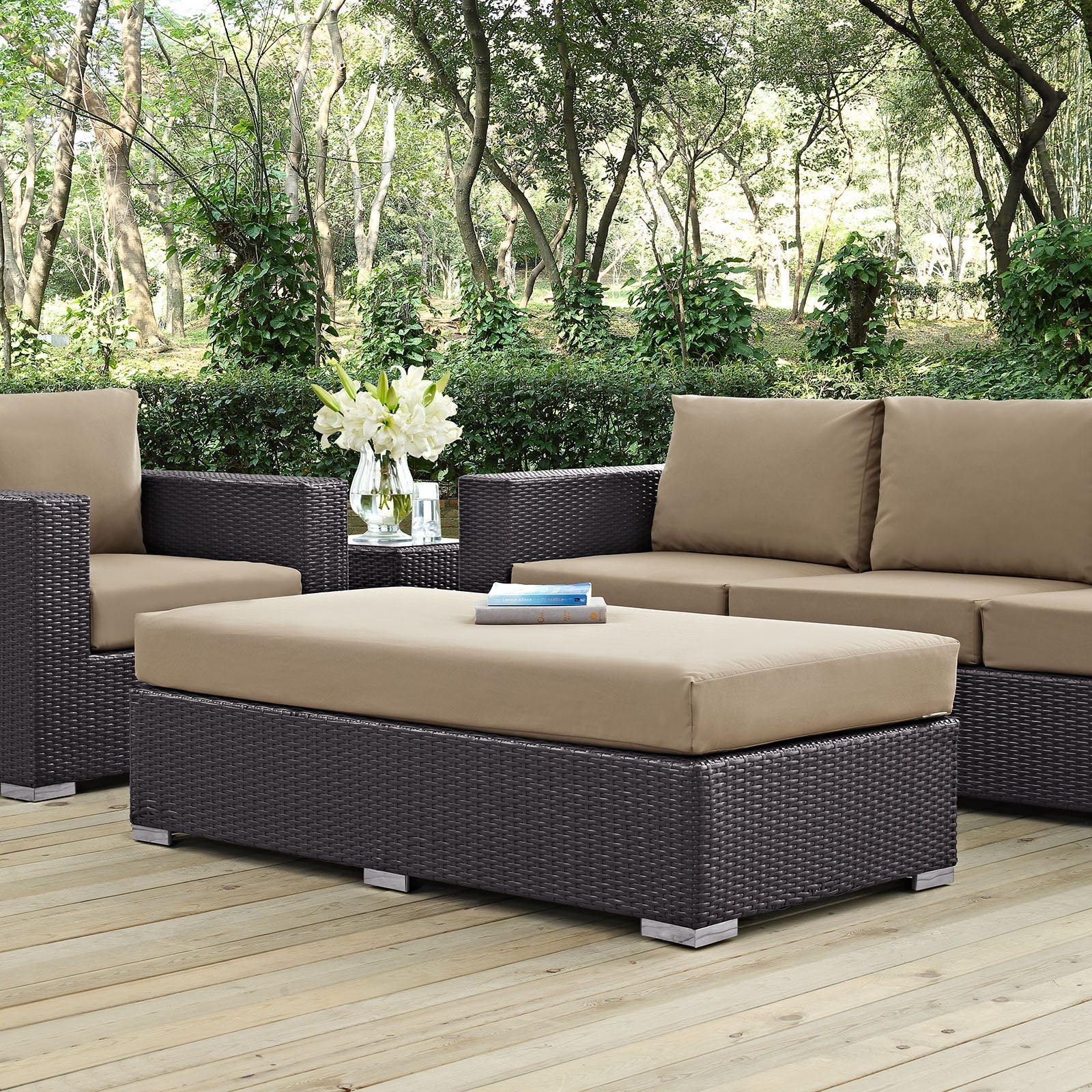 Convene Outdoor Patio Fabric Rectangle Ottoman