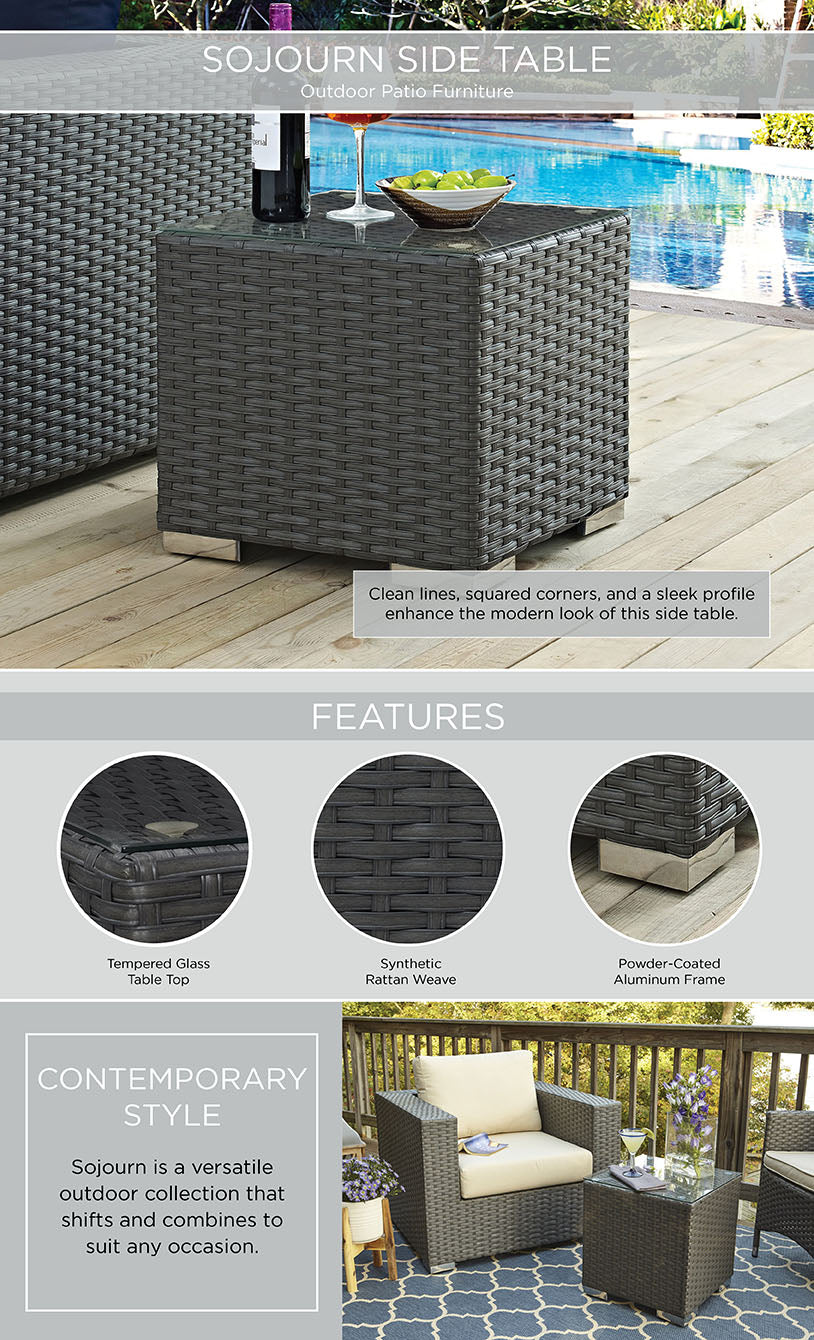 Sojourn Outdoor Patio Side Table in Chocolate