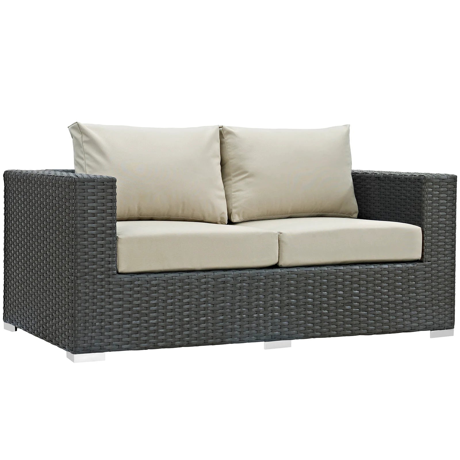 Sojourn 5 Piece Outdoor Patio Sunbrella® Sectional Set in Canvas Antique Beige