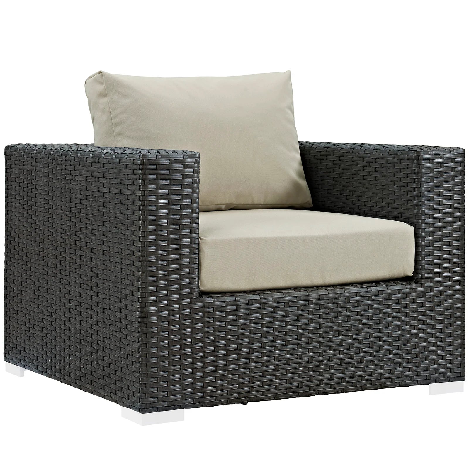 Sojourn 5 Piece Outdoor Patio Sunbrella® Sectional Set in Canvas Antique Beige