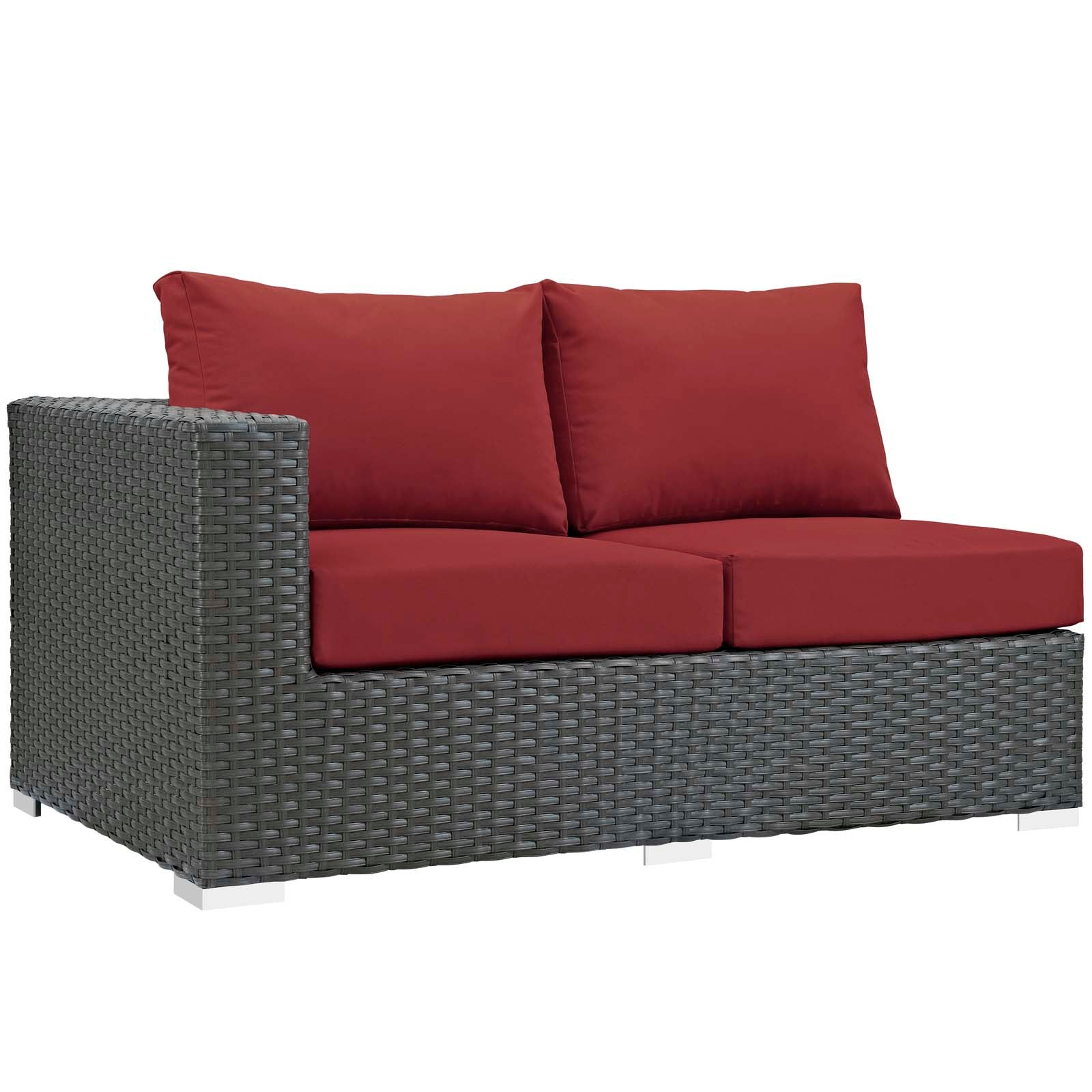 Sojourn 11 Piece Outdoor Patio Sunbrella® Sectional Set in Canvas Red