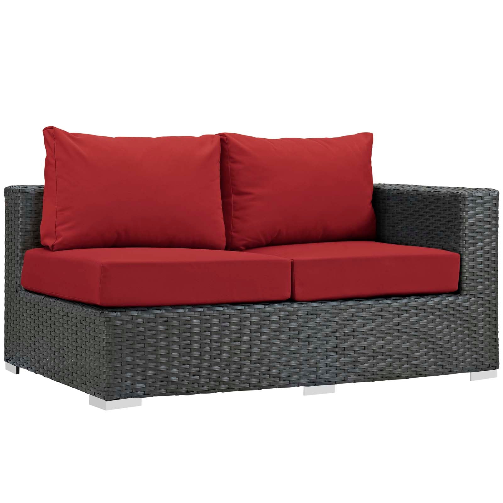 Sojourn 11 Piece Outdoor Patio Sunbrella® Sectional Set in Canvas Red