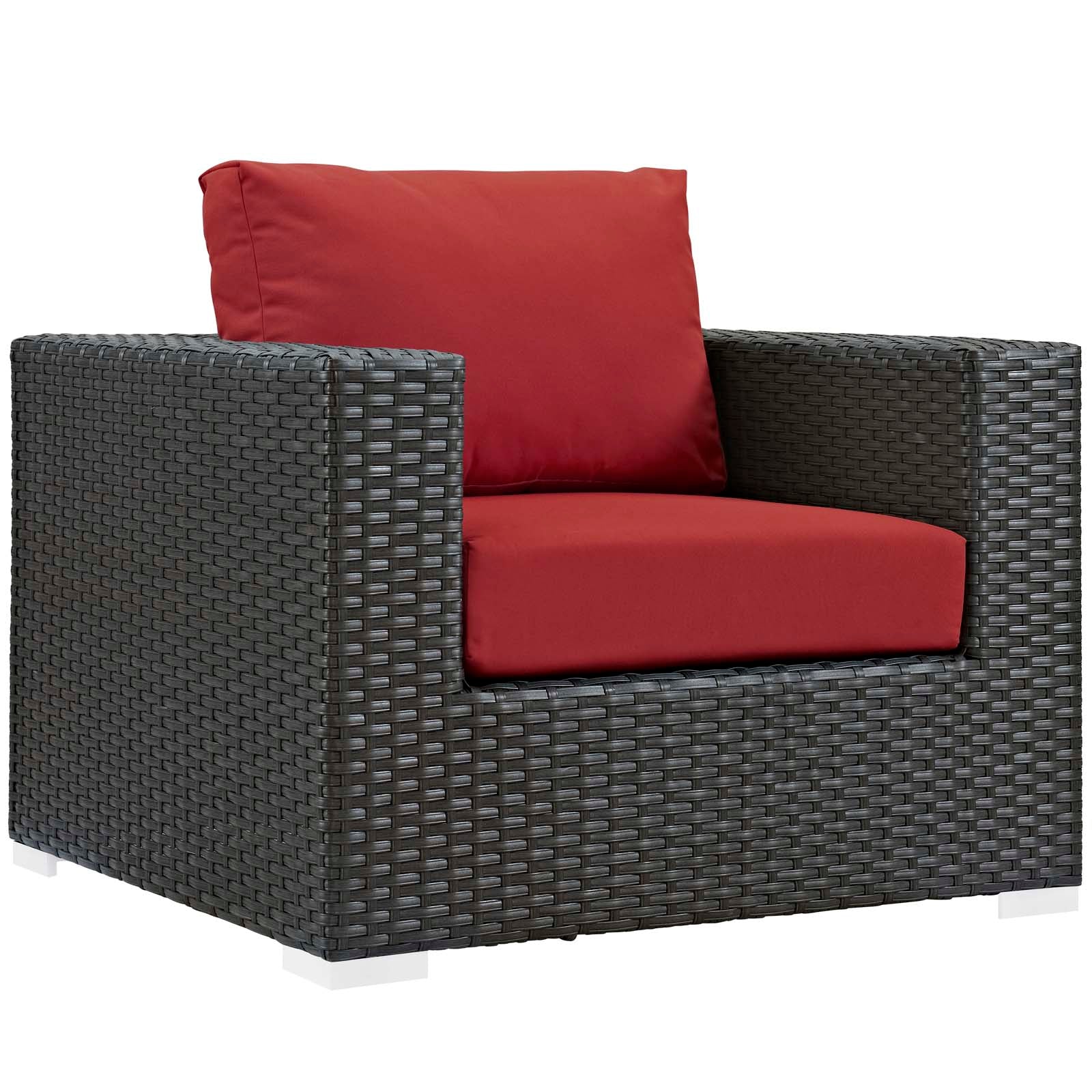 Sojourn 11 Piece Outdoor Patio Sunbrella® Sectional Set in Canvas Red