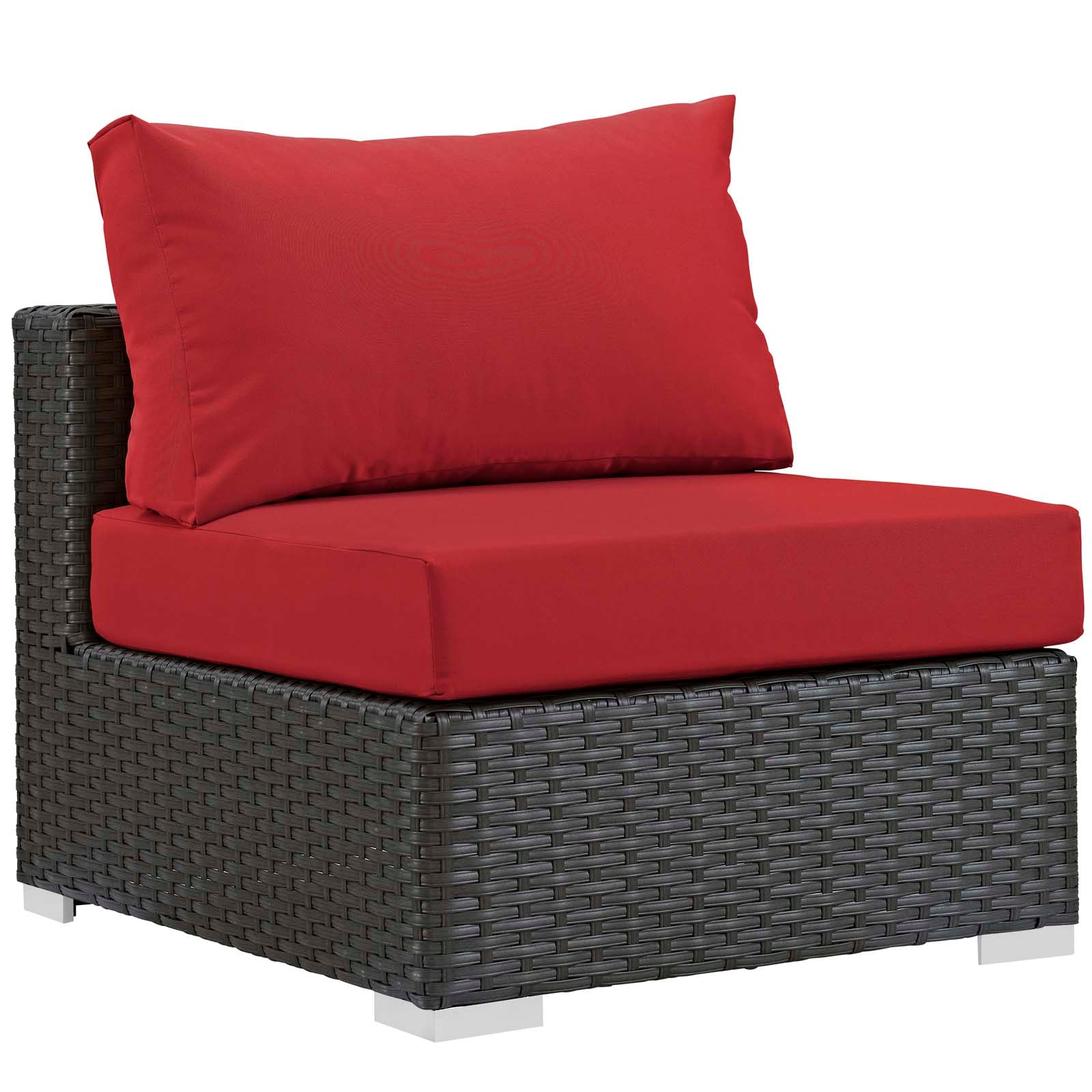 Sojourn 11 Piece Outdoor Patio Sunbrella® Sectional Set in Canvas Red