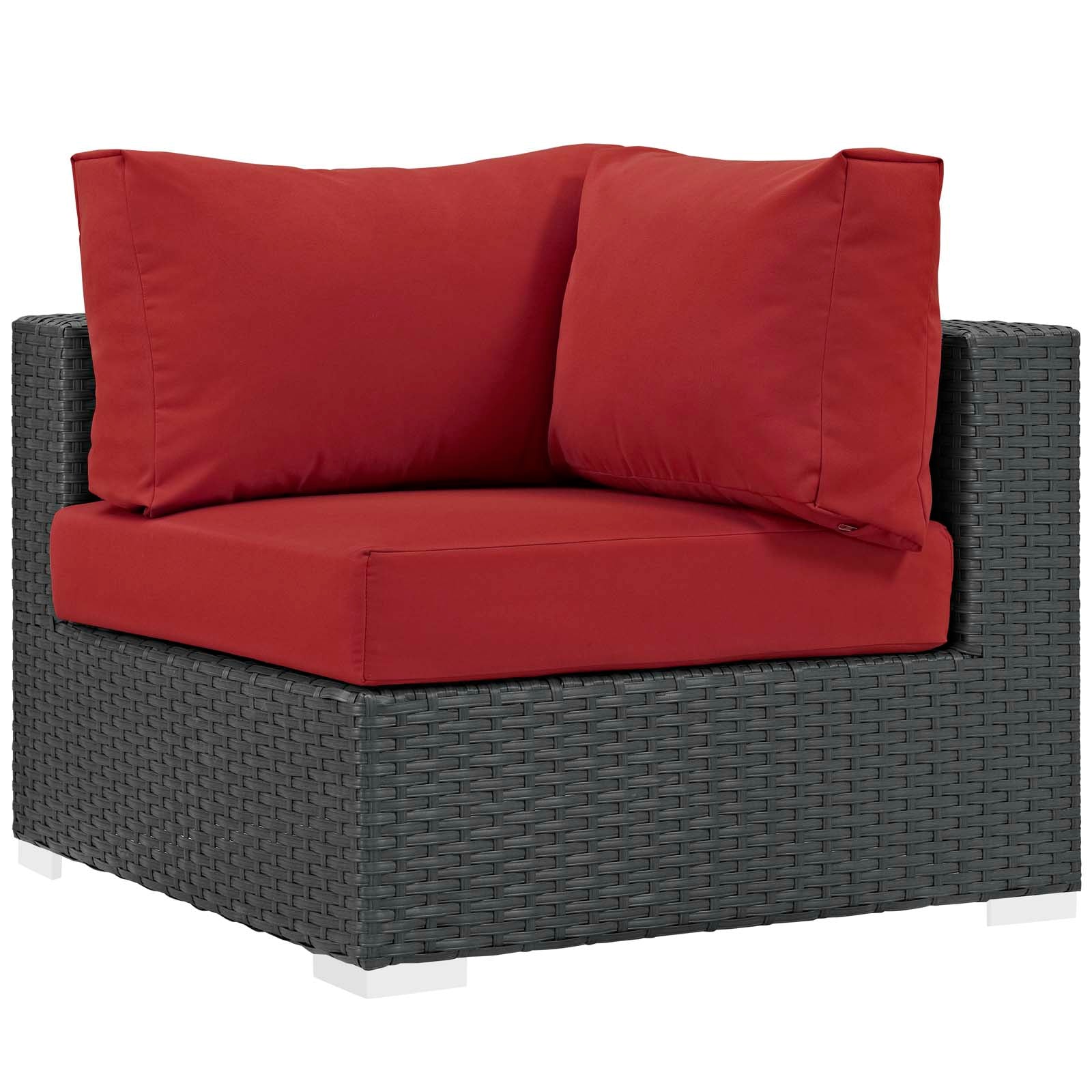 Sojourn 11 Piece Outdoor Patio Sunbrella® Sectional Set in Canvas Red