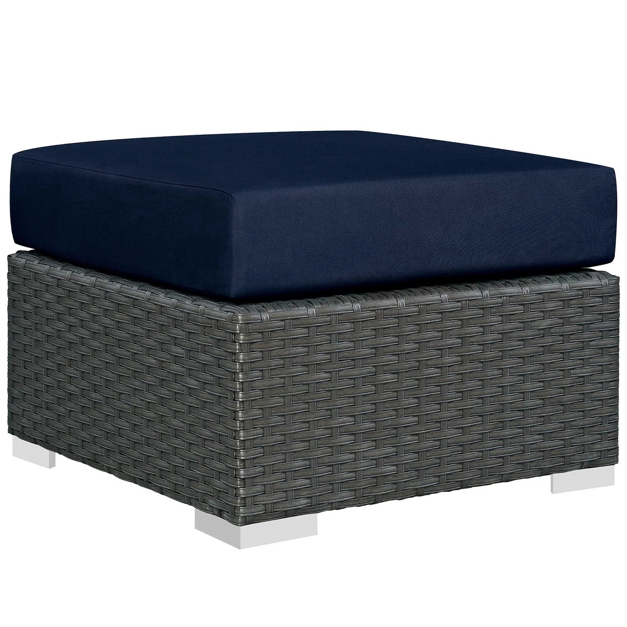 Sojourn 3 Piece Outdoor Patio Sunbrella® Sectional Set in Canvas Navy
